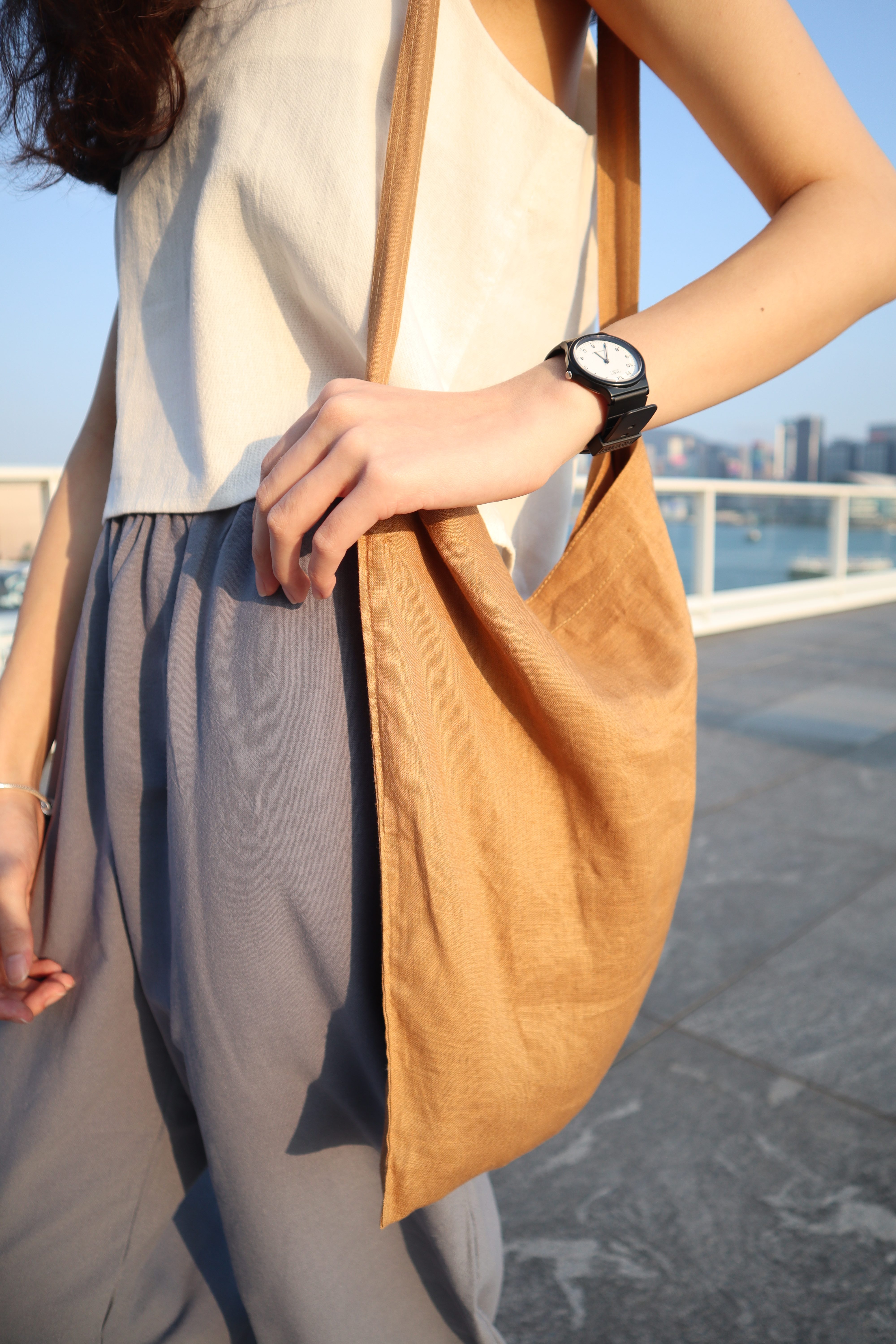 隨性棉麻兩用布袋 三色入