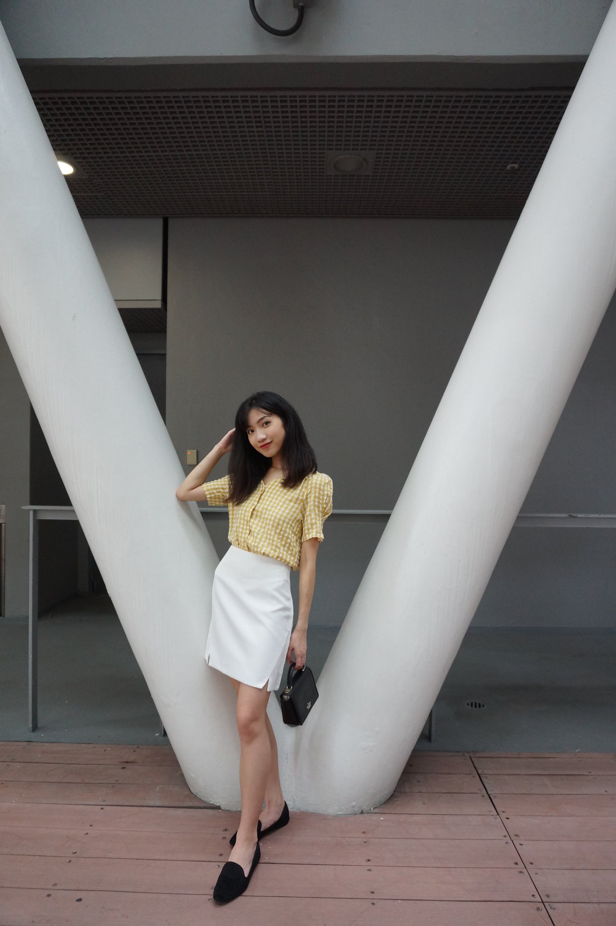 率性高腰上班半截裙 白色