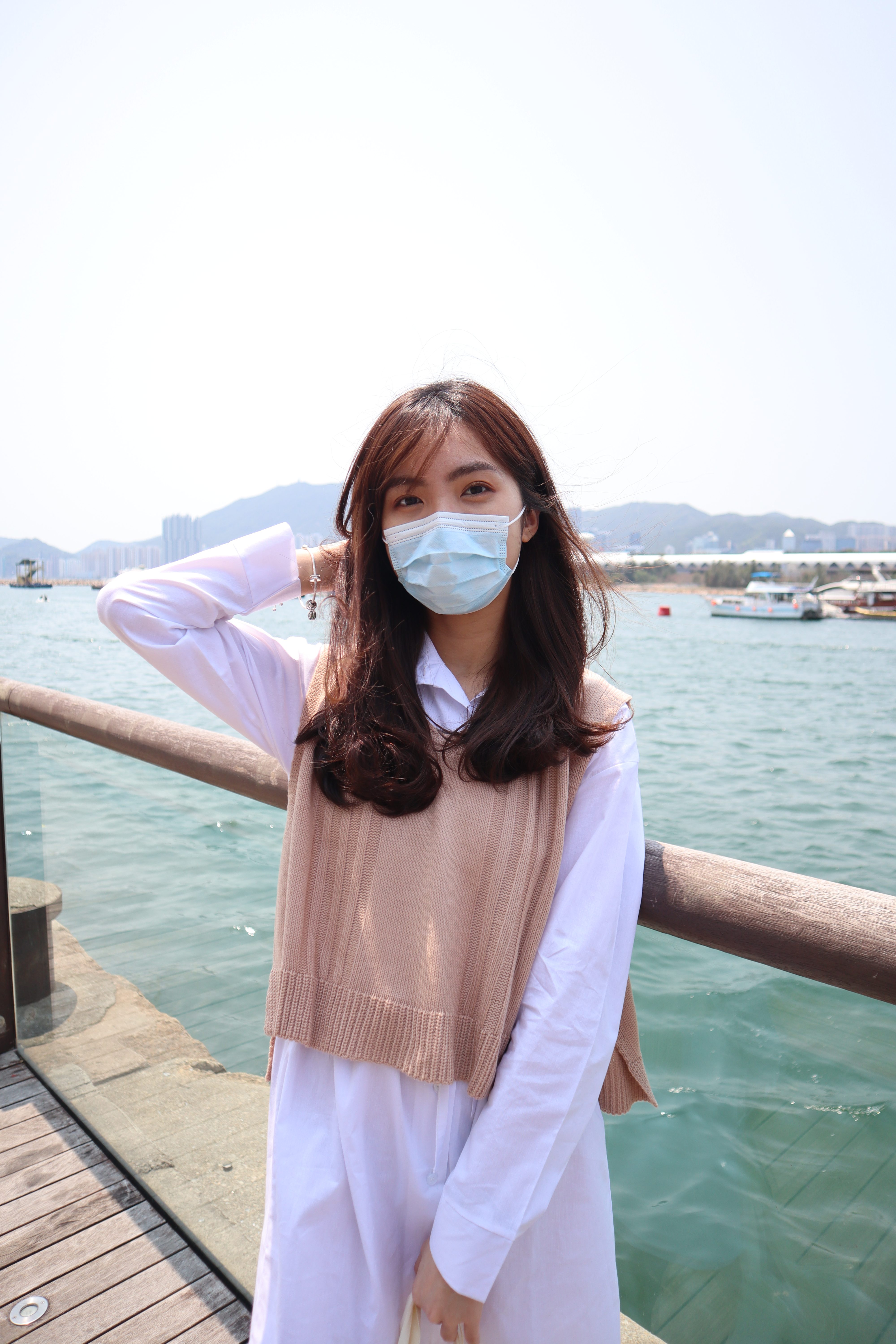 純色不對稱Knit Vest :3