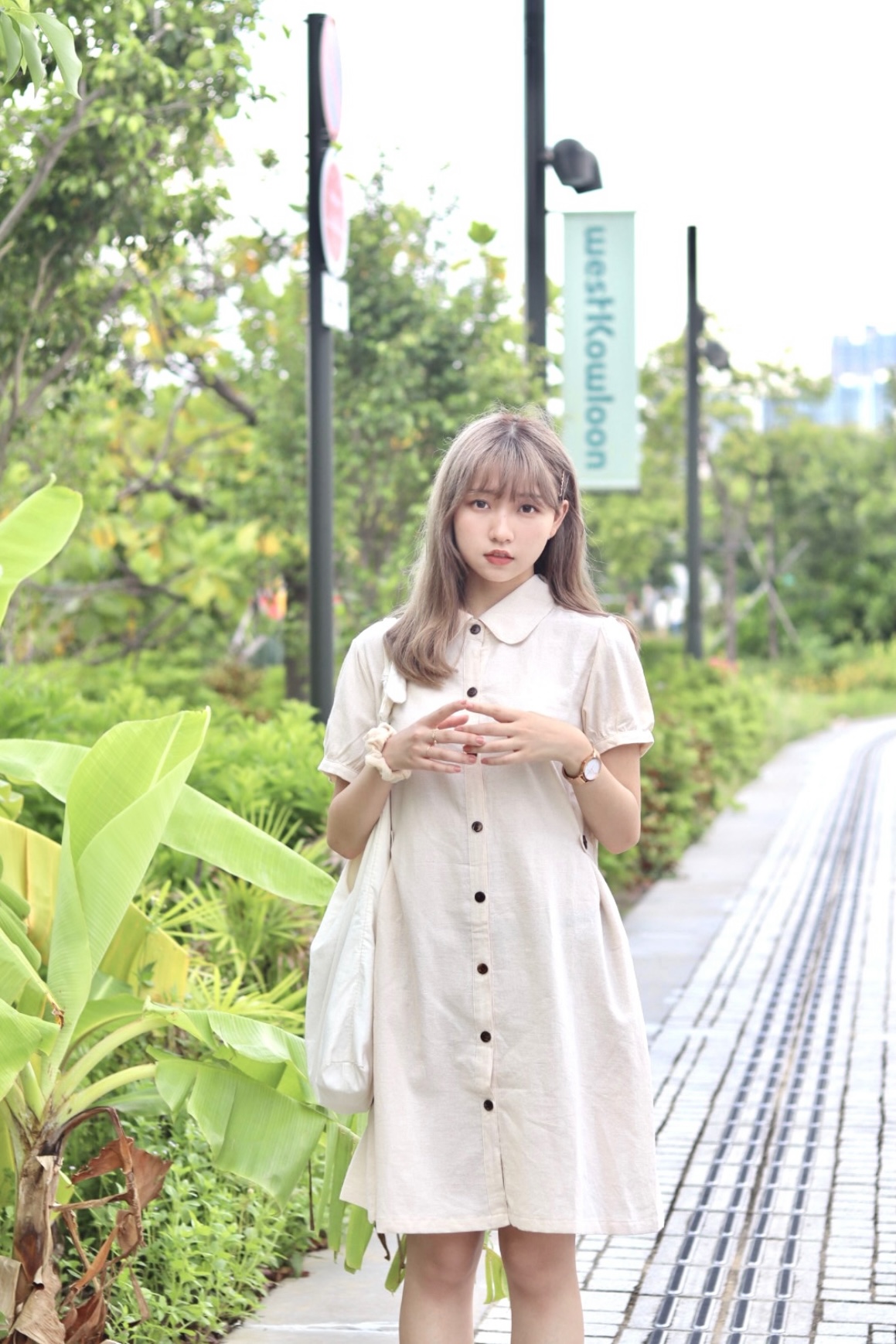 微胖/肉肉女生可穿 棉麻收腰及膝OPS 兩色入