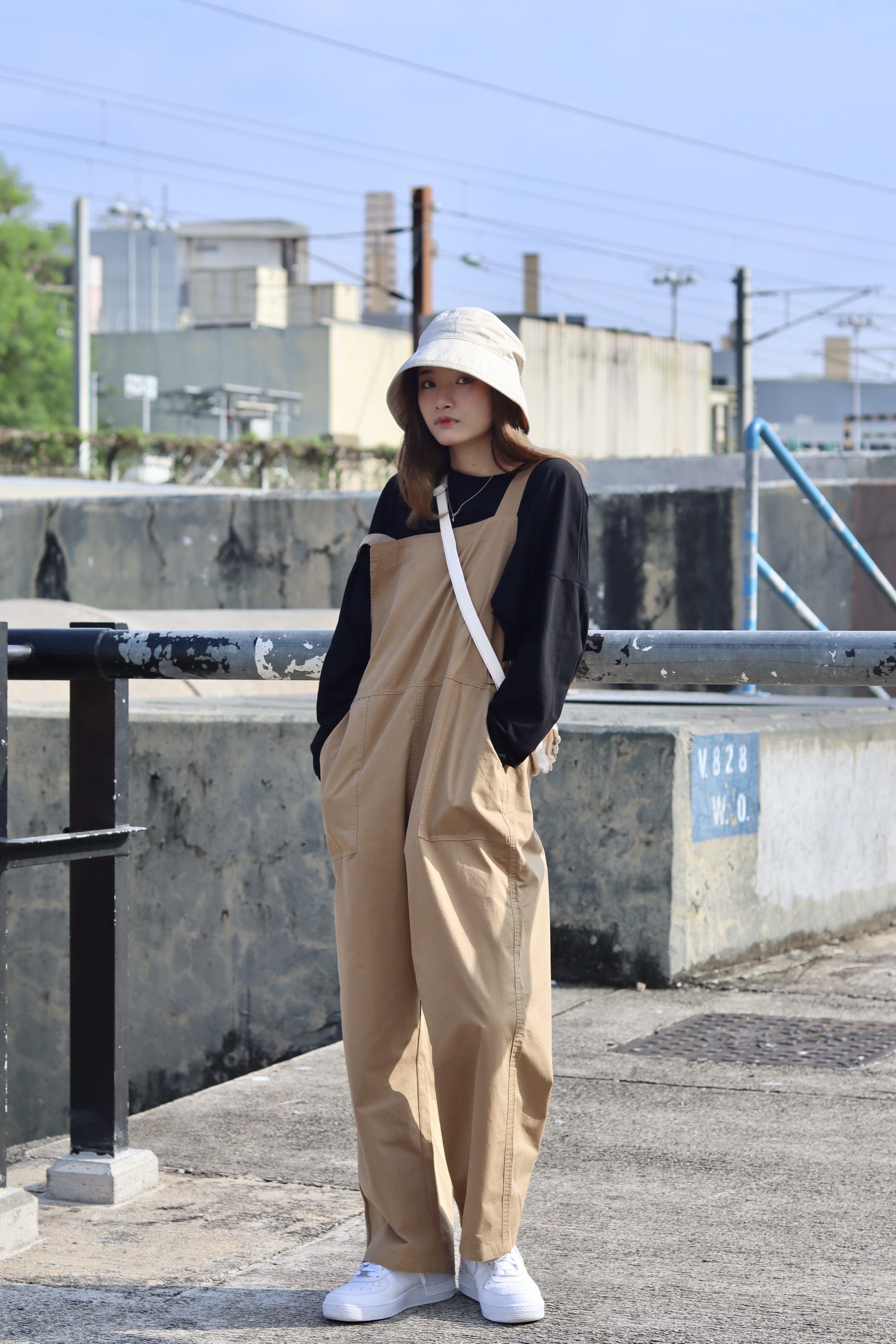 高個子適合! 工裝寬管工人褲套裝 兩色入