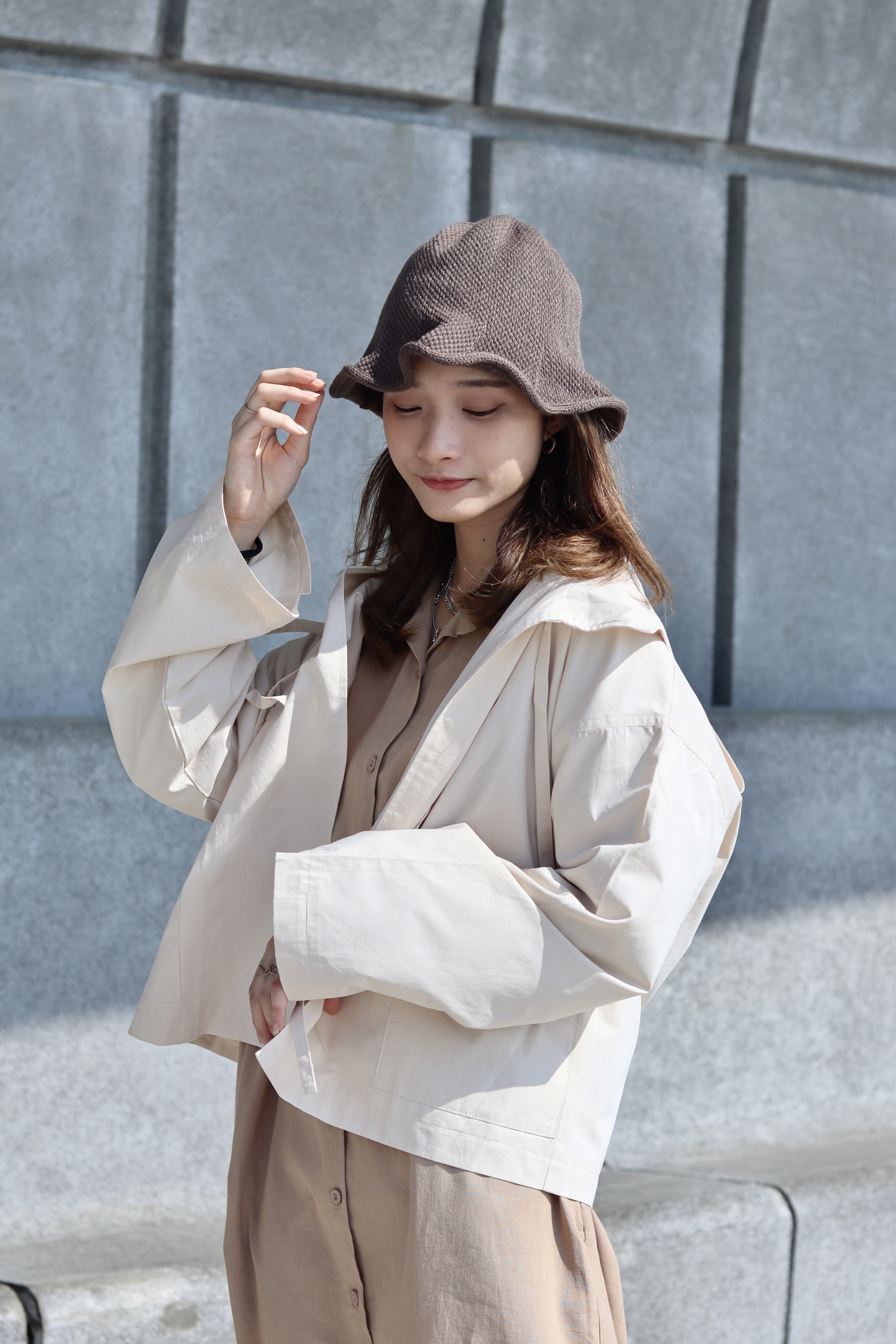 小斗篷可愛前綁带連帽外套 兩色入