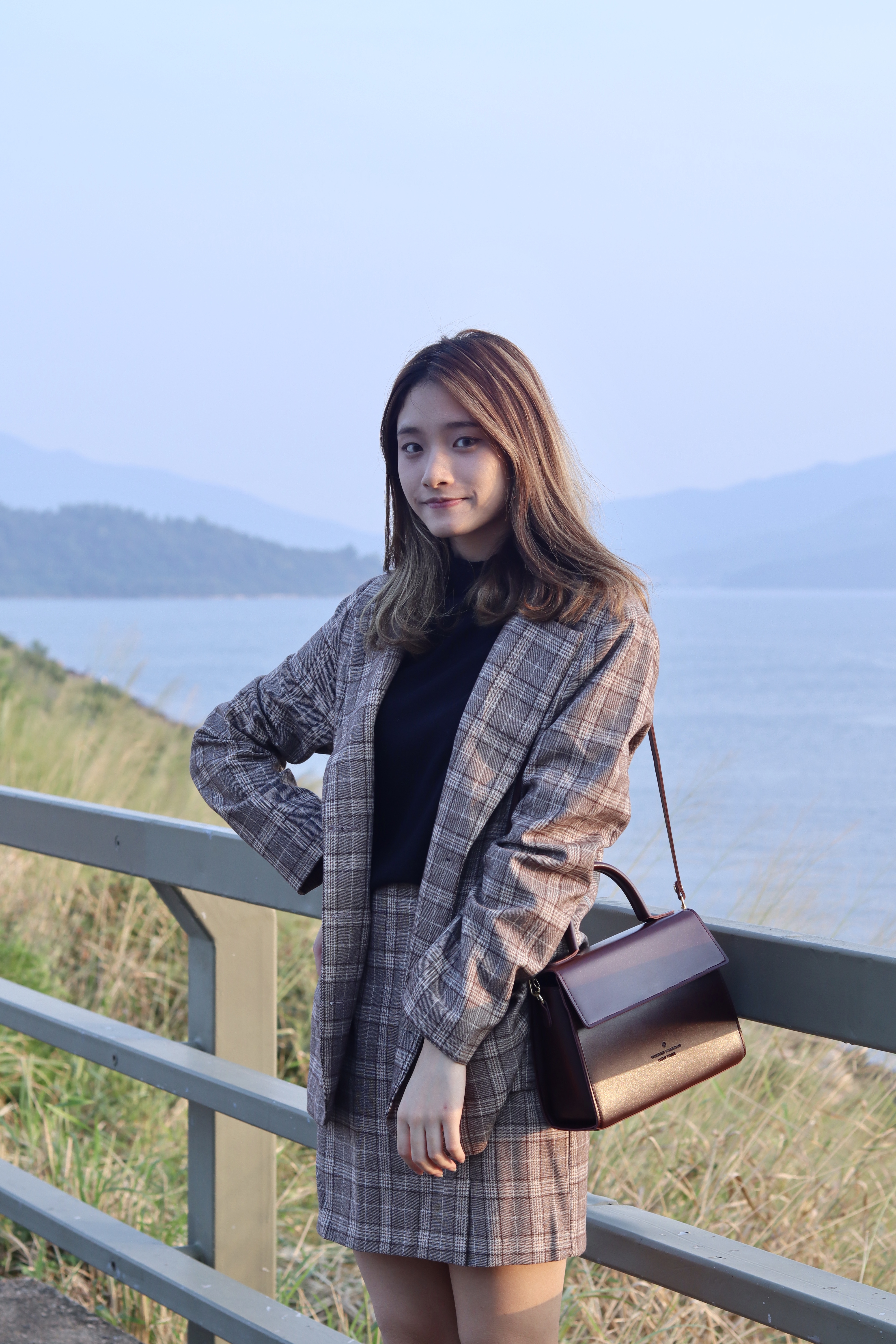 SET裝 (更便宜!!) 格仔復古外套 + 半截裙