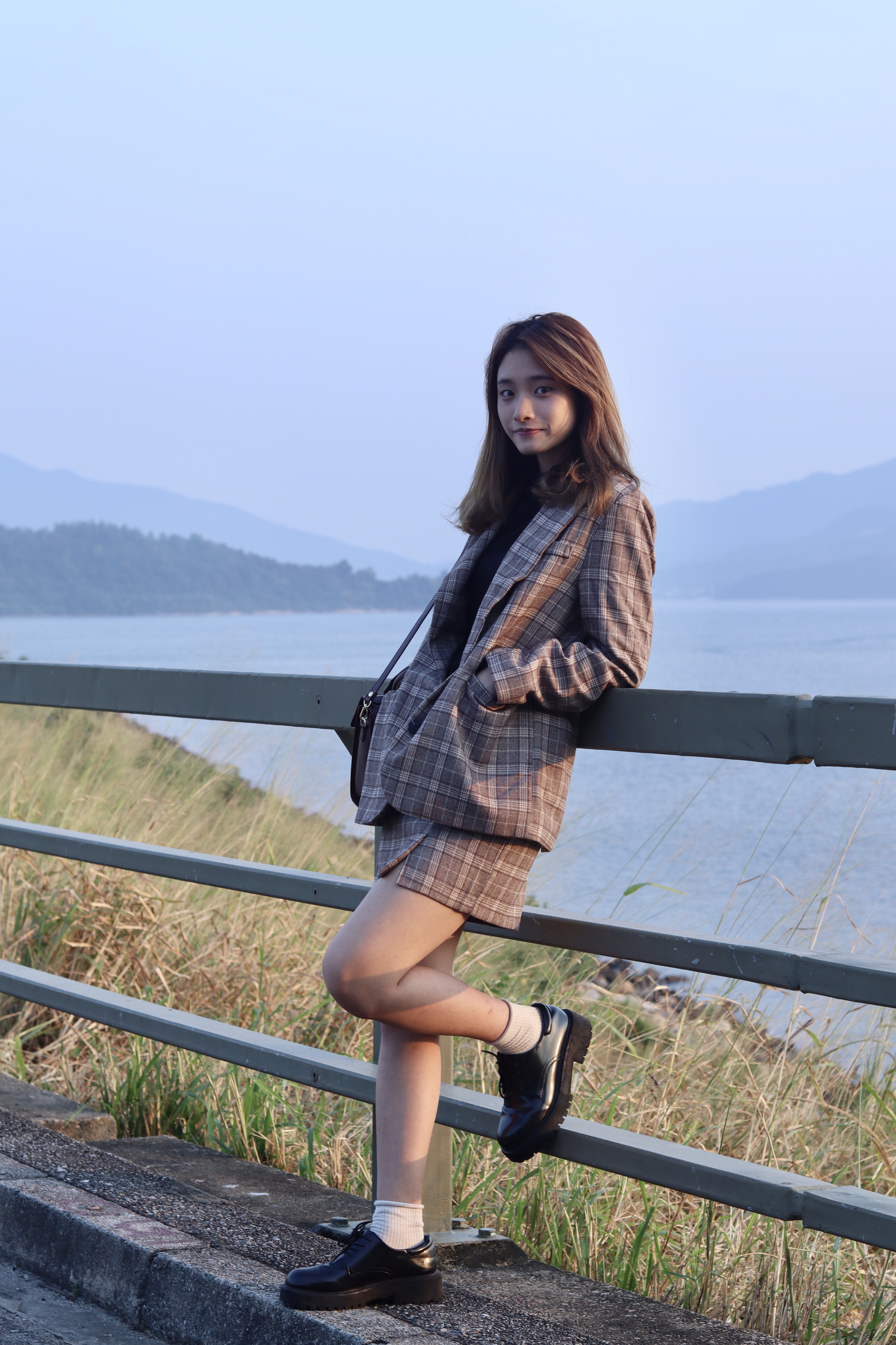 復古格仔西裝外套