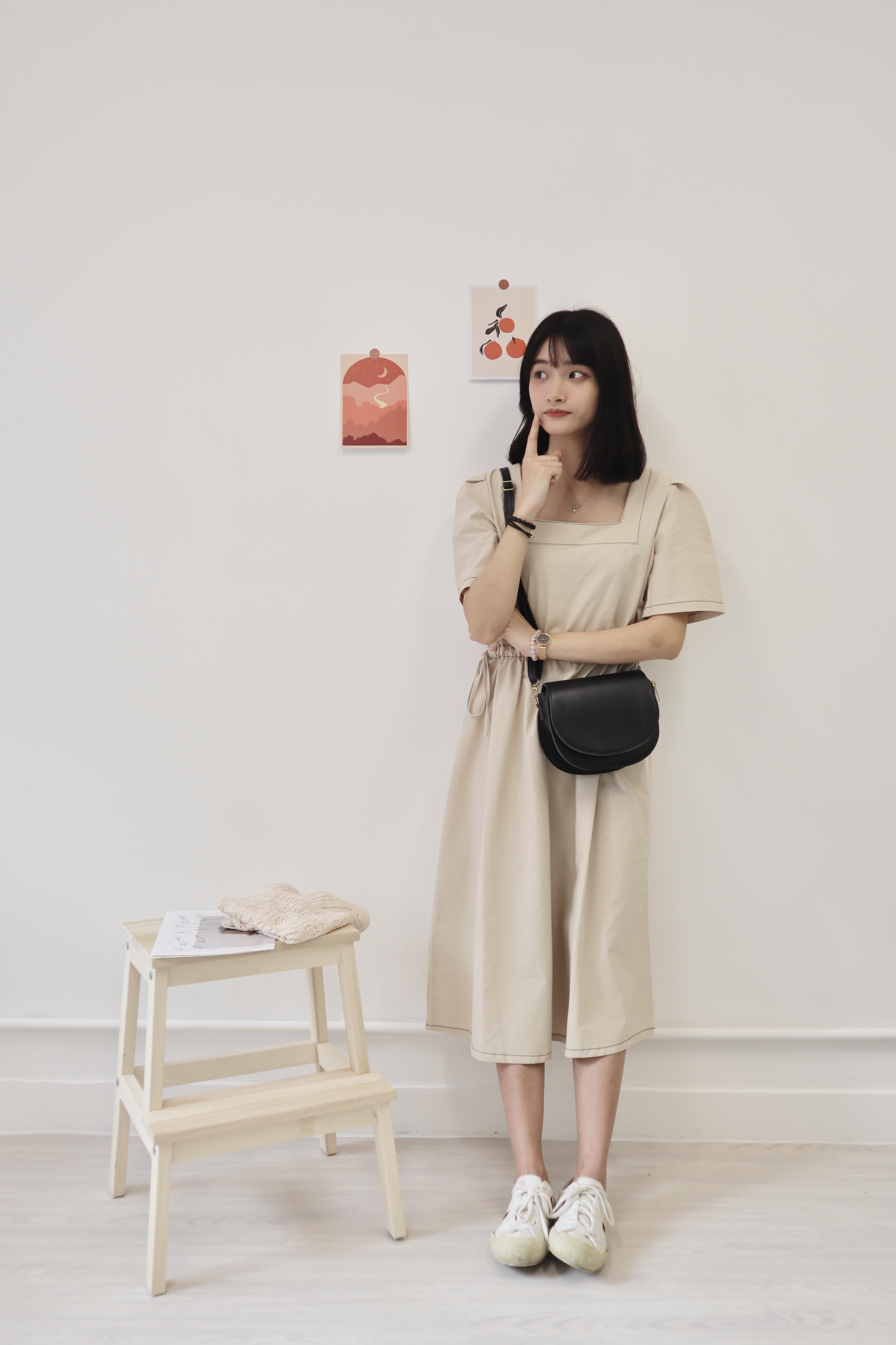 方領明線兩側束腰OPS 三色入