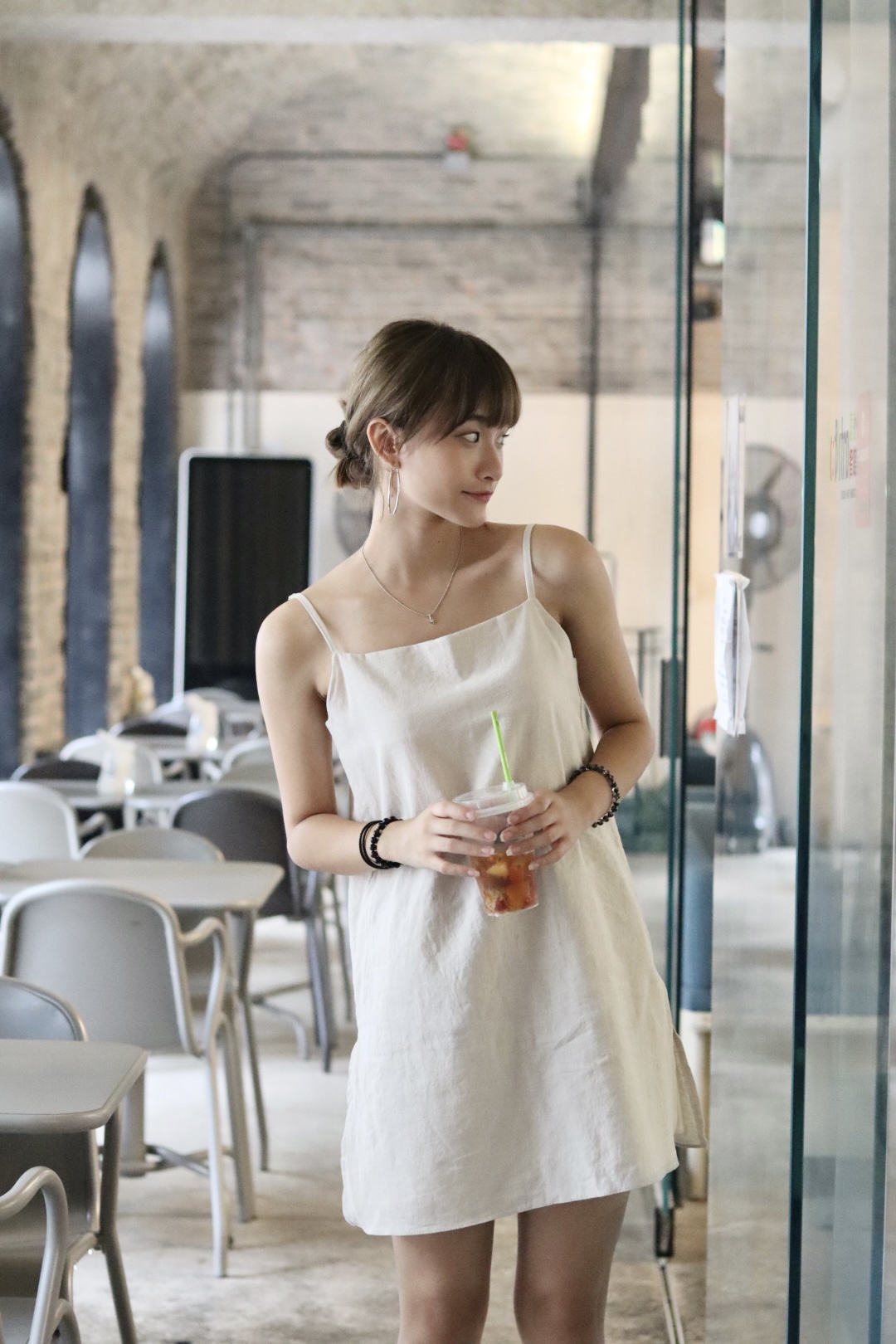 懶人必備 KR棉麻吊帶連身裙 内附打底 新增至3色入