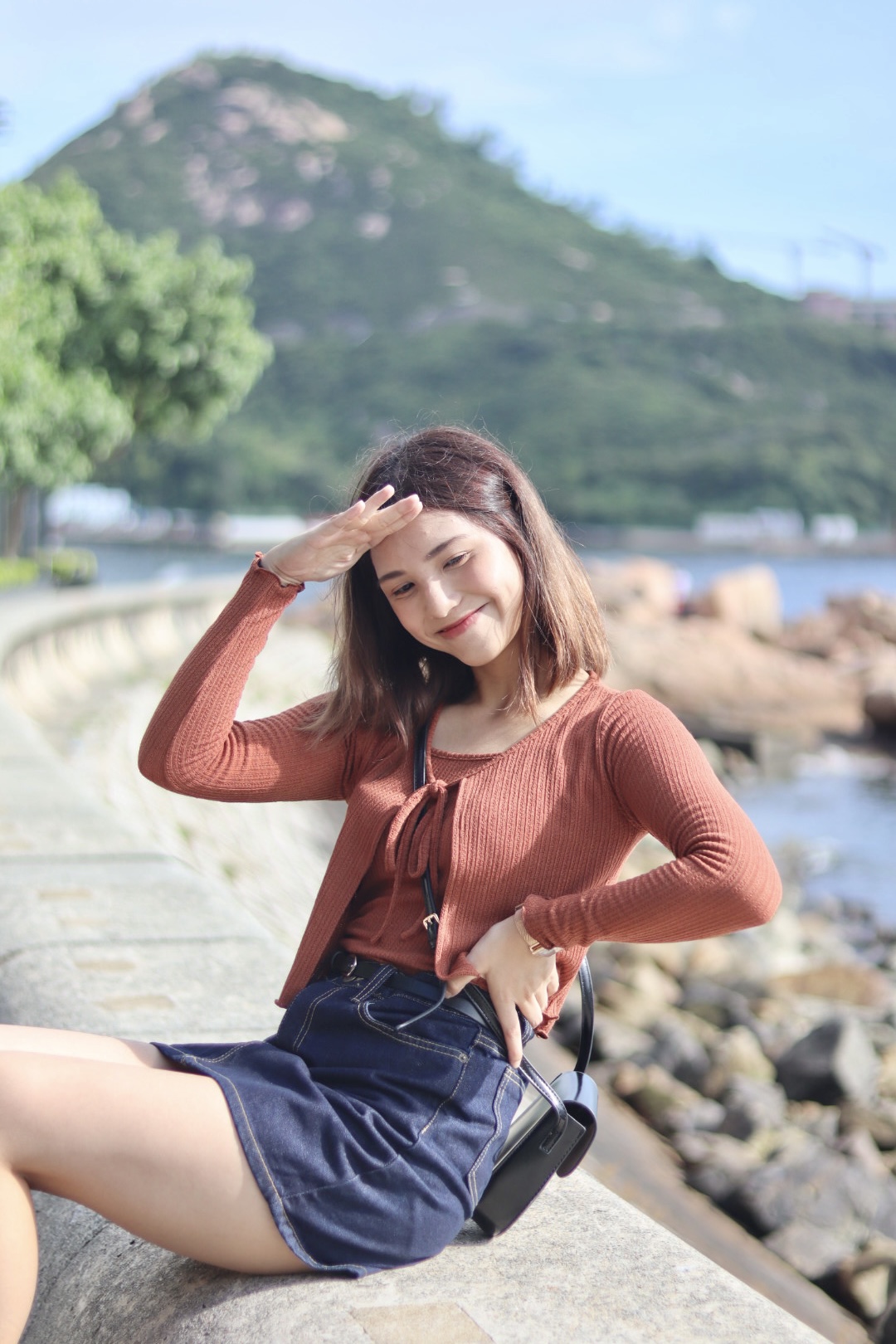 兩件套薄針織綁結上衣 三色入