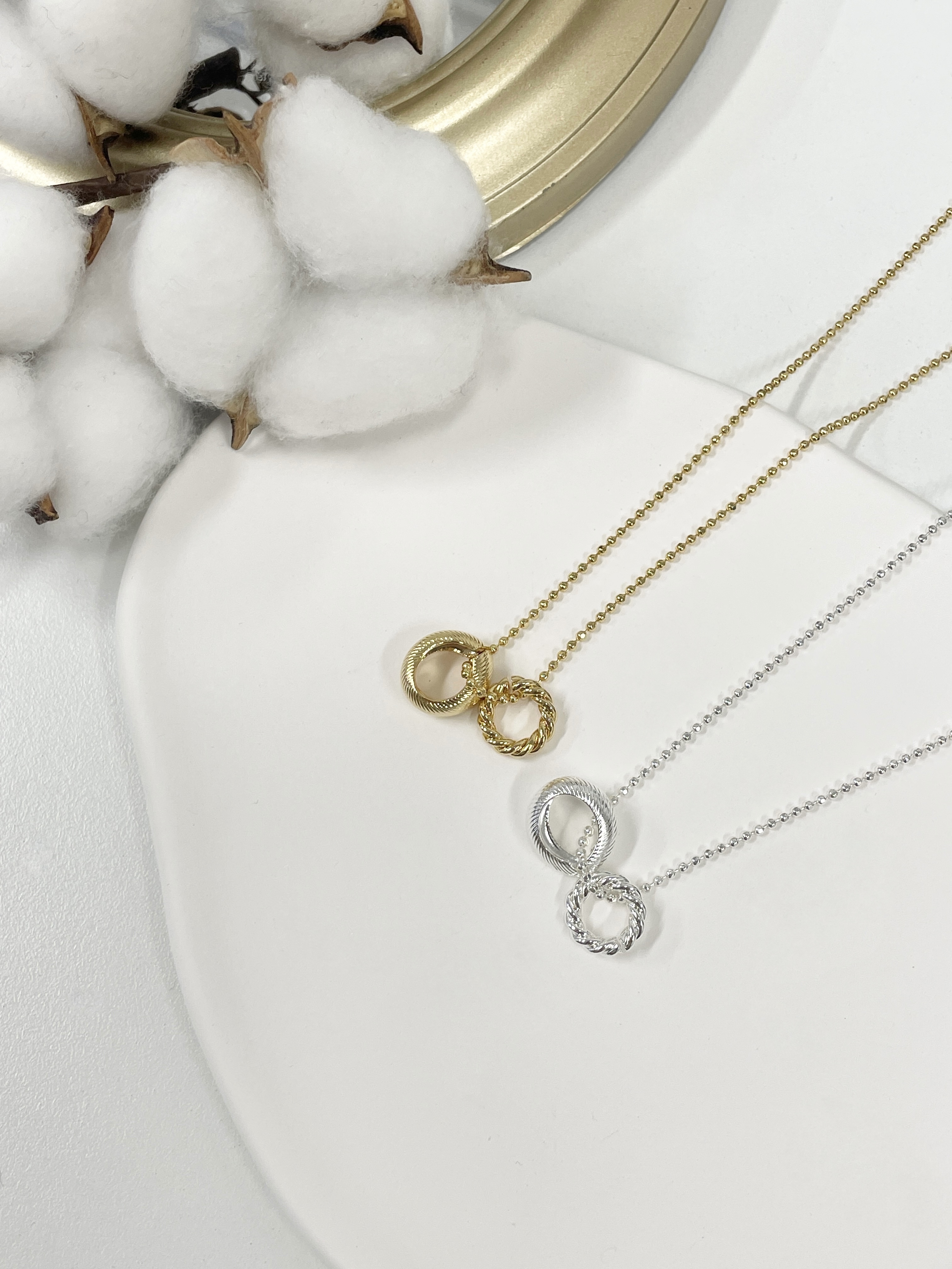 雙圈設針鎖骨頸鏈 兩色入