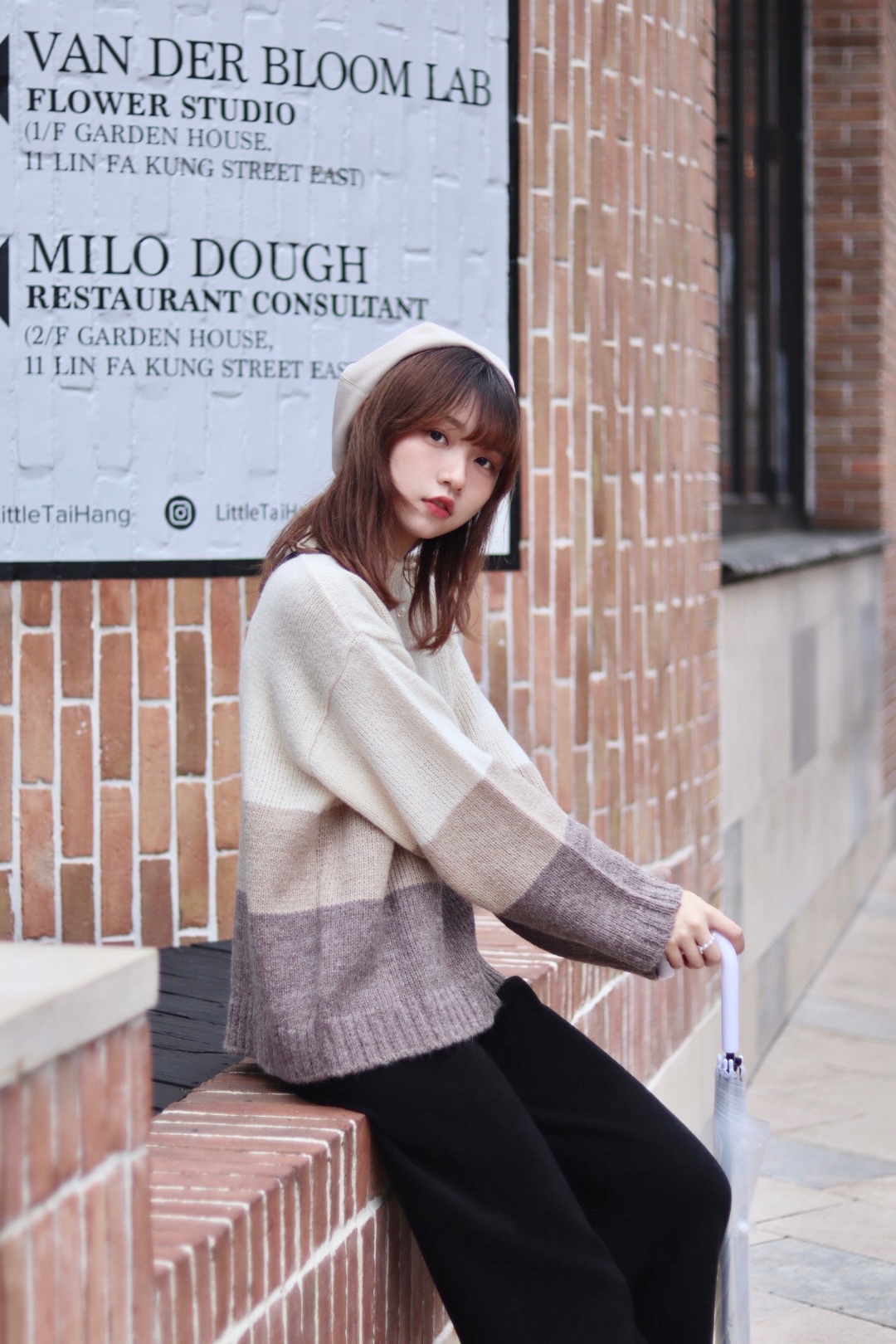 店主推介! 小圓領三色柔和併色針織上衣