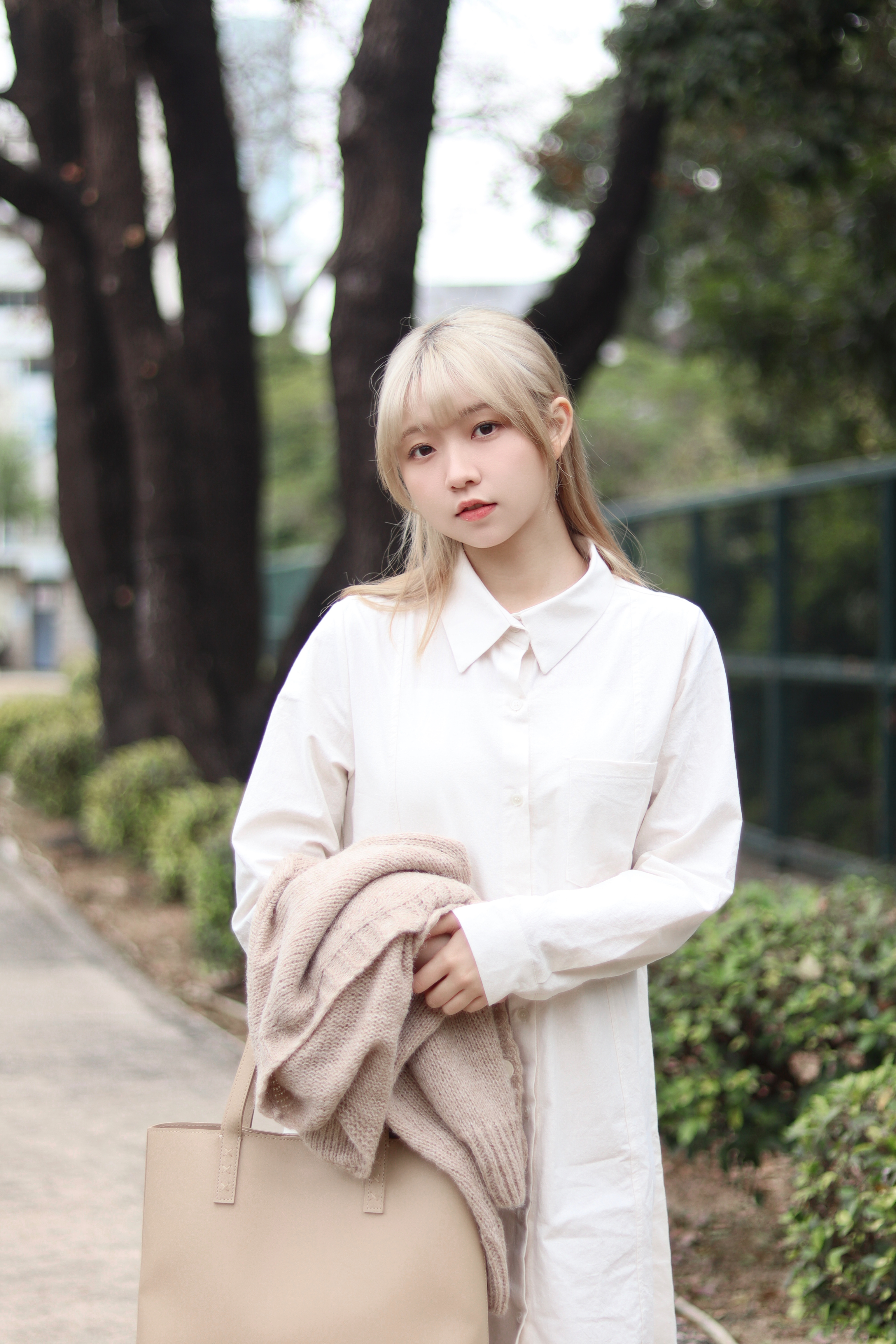 恤衫領小口袋有繫帶修腰OPS