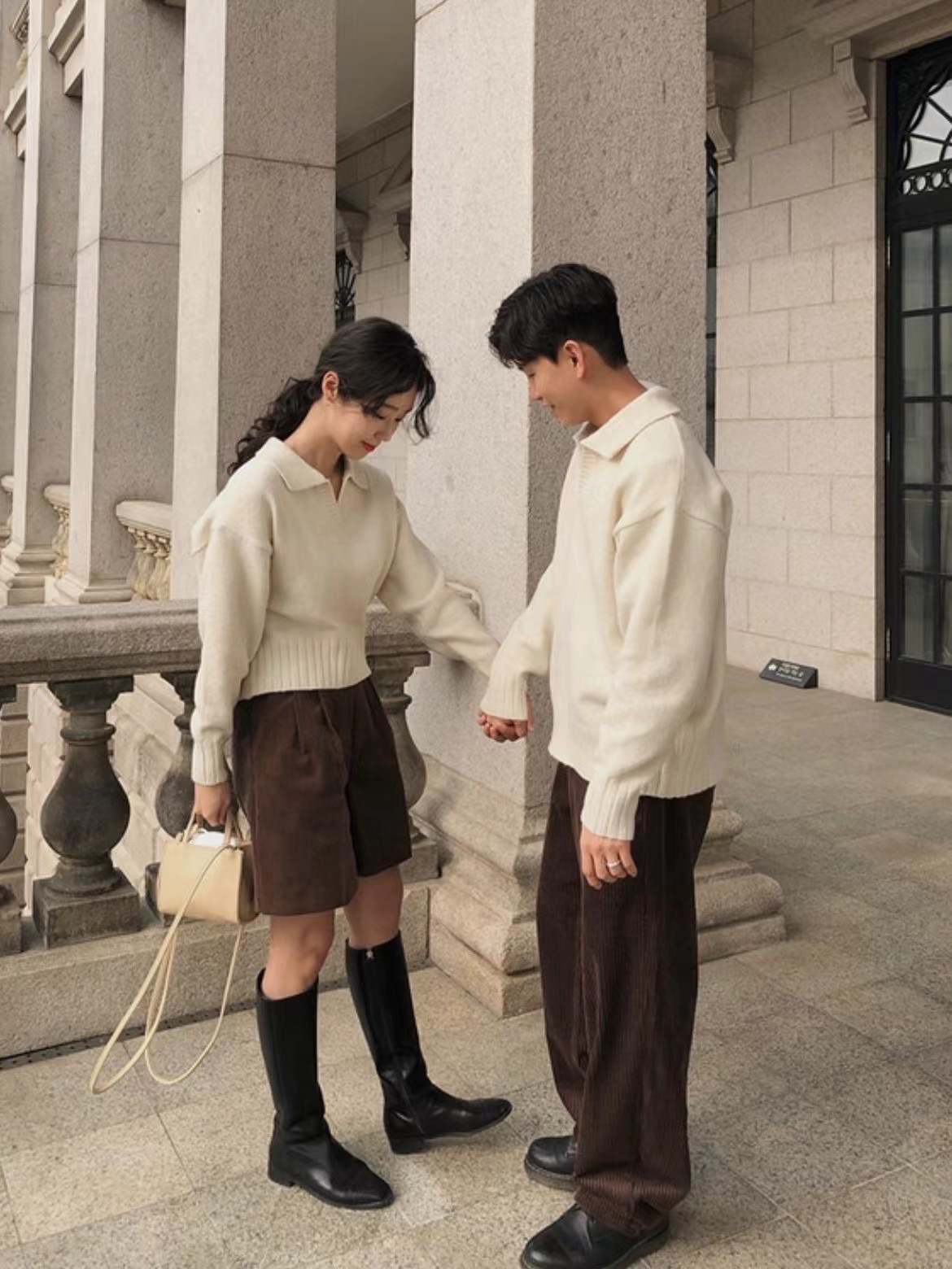 情侶裝 | Polo領針織羅紋邊上衣