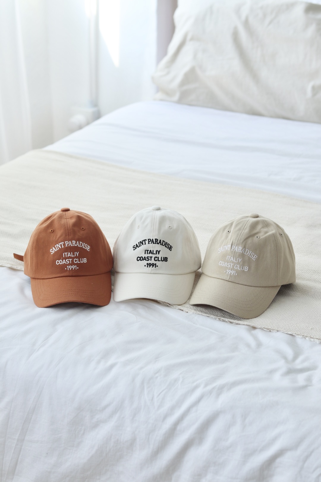 英文刺繡棉質棒球帽 3色入