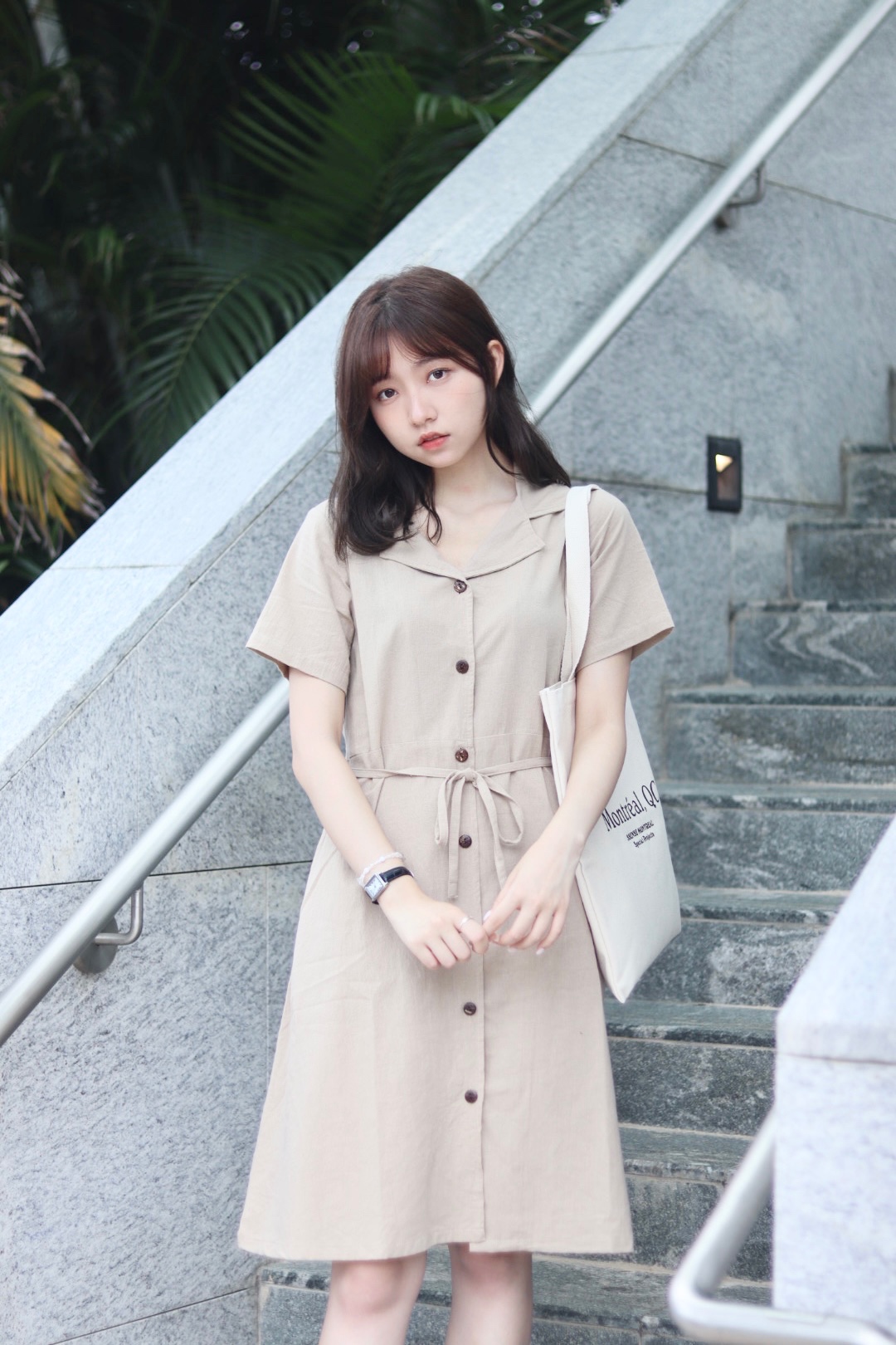 3am自家設計款2.0! 恤衫領前後束腰附側袋顯瘦OPS 長版 兩色入