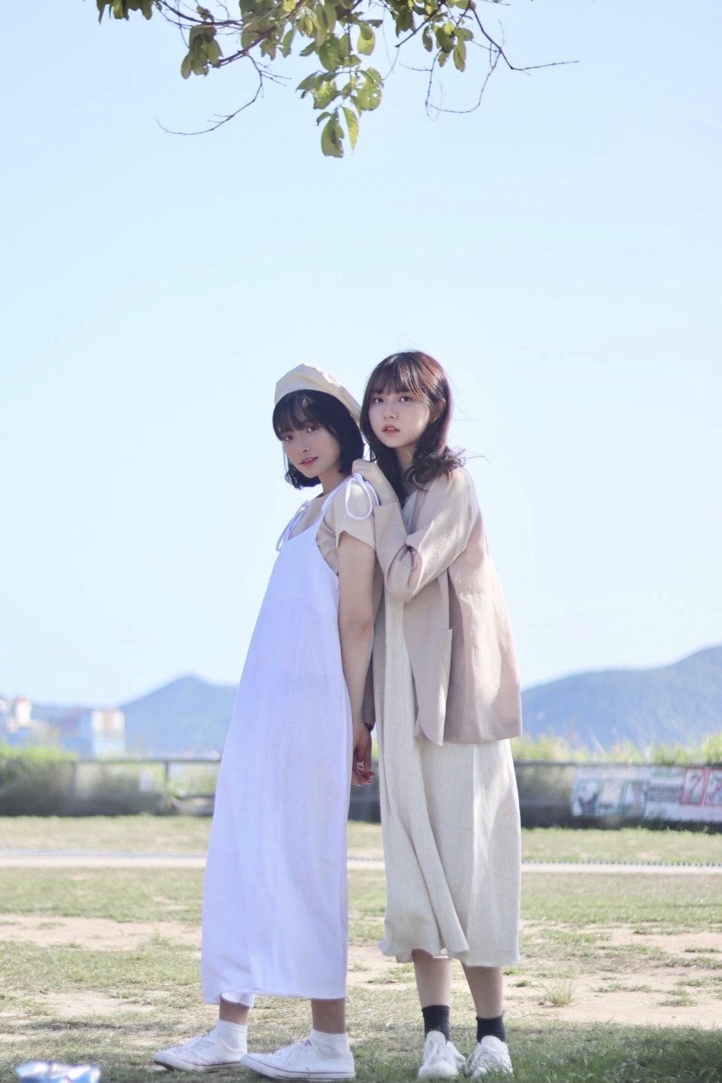 肩上綁結平口棉麻長版OPS