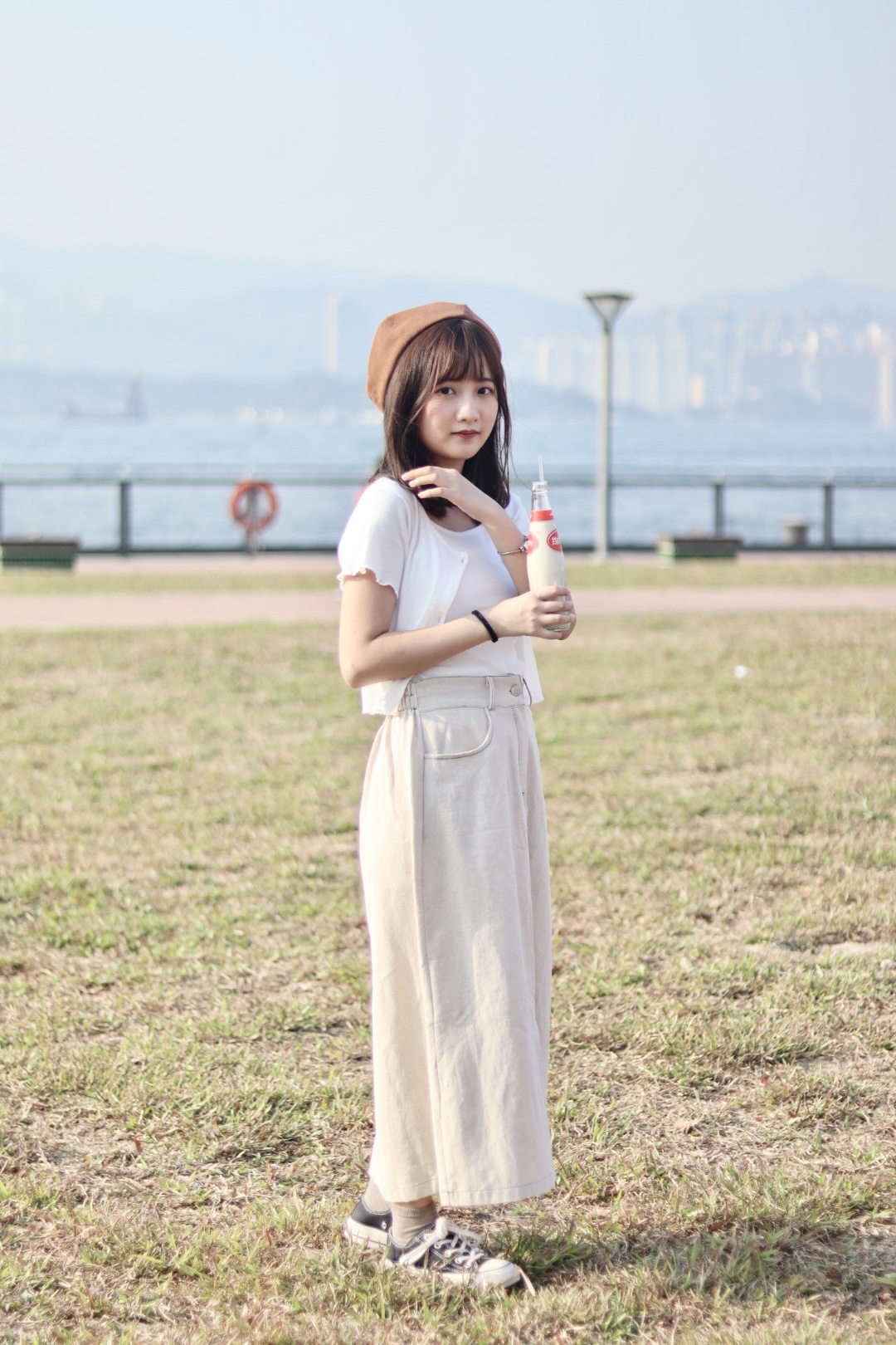 明線A-cut軟布半截長裙 新增至3色入