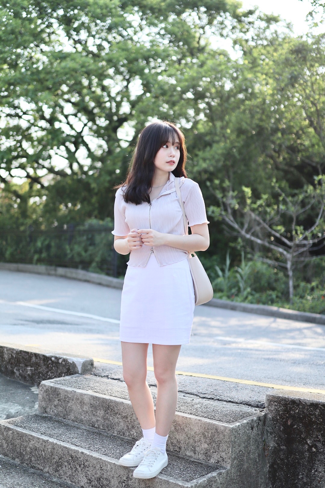 有分碼! 夏日必備棉麻側拉鍊短裙 兩色入