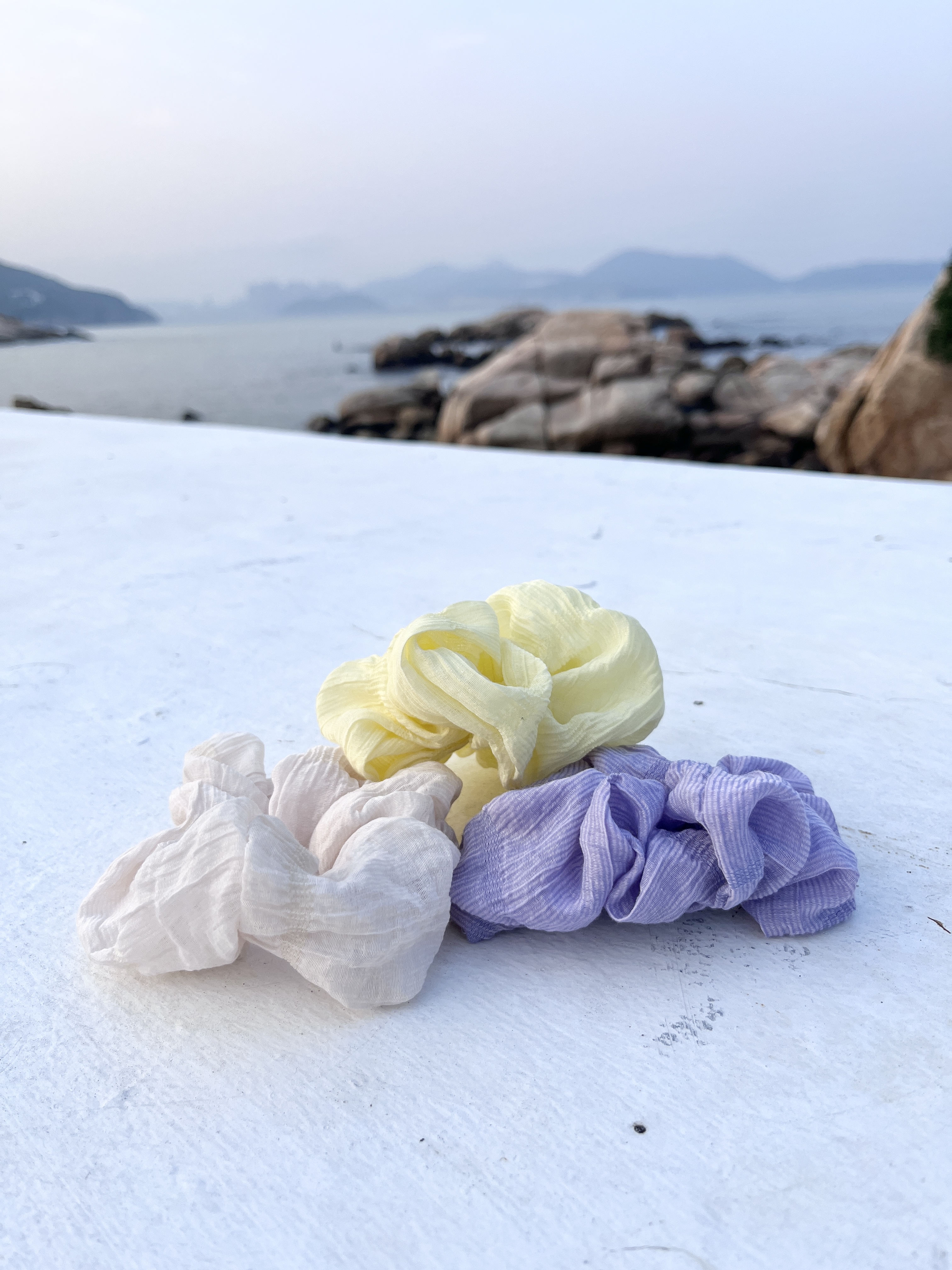 春夏必備透紗皺褶髮圈 三色入