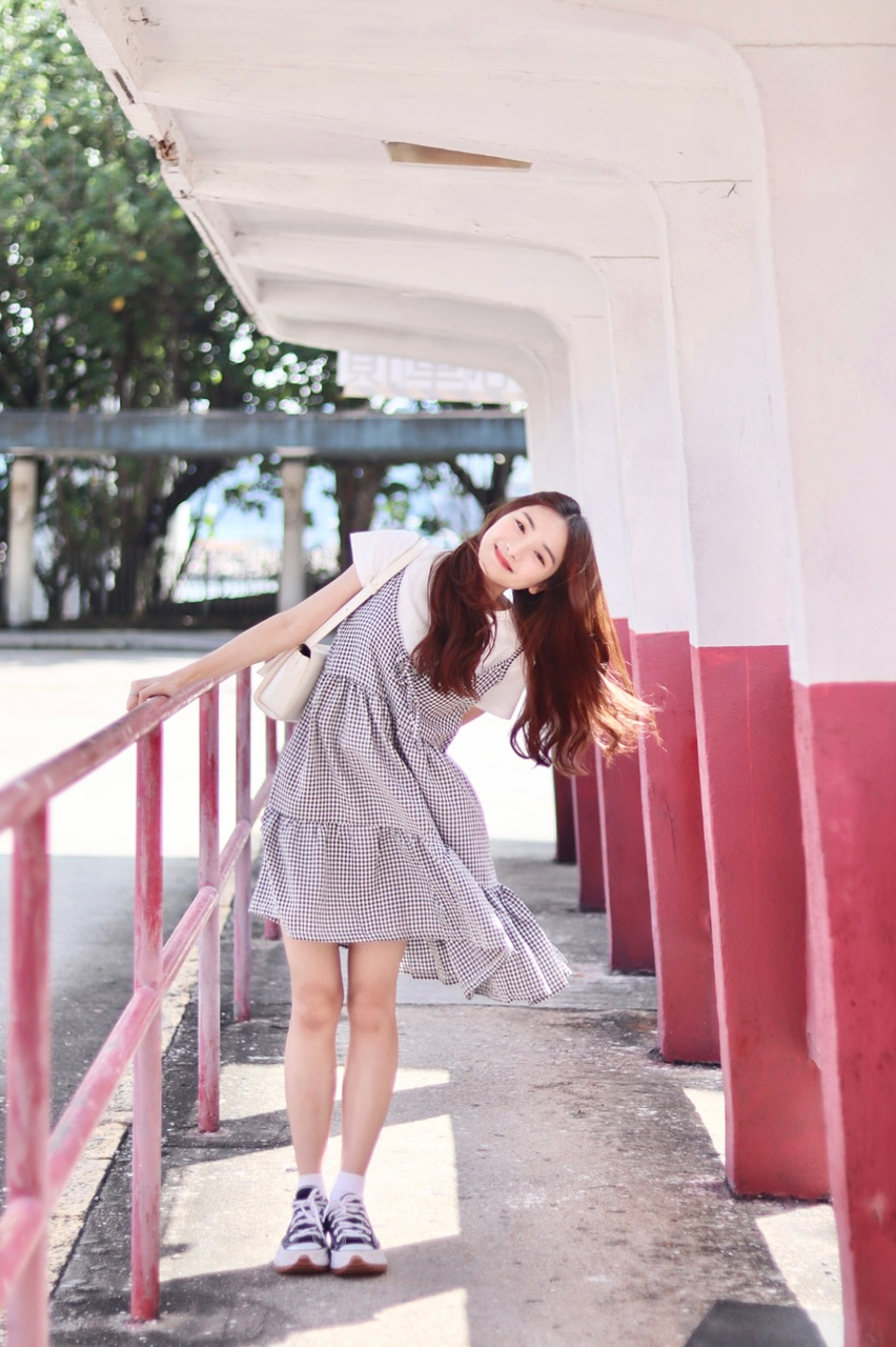 甜美日系格仔吊帶蛋糕OPS 兩色入