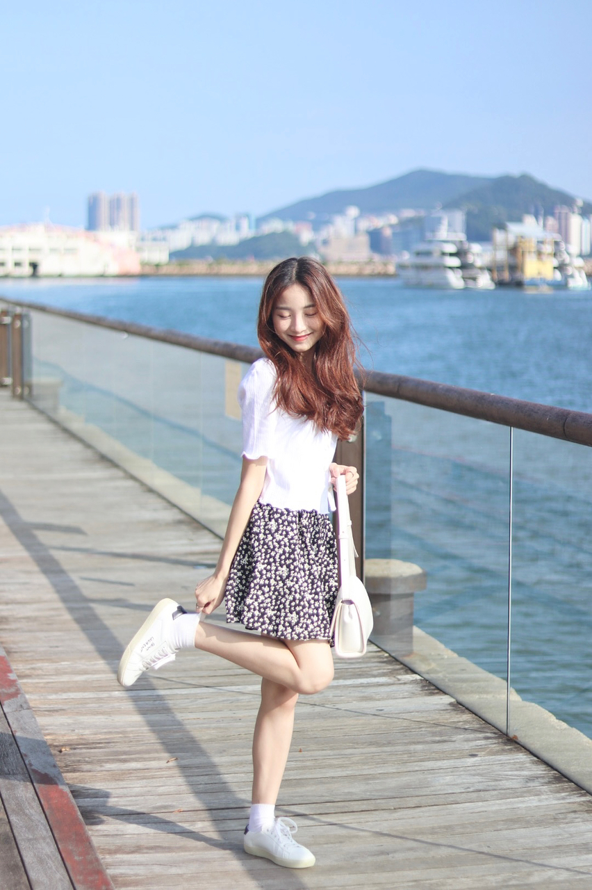 半橡筋腰小雛菊傘裙 (內附打底)