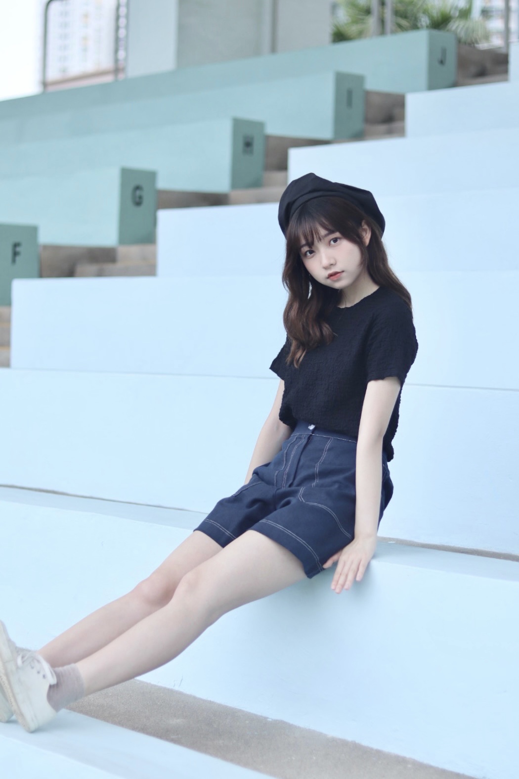 高個子適合 明線半橡筋腰大口袋棉麻短褲 3色入