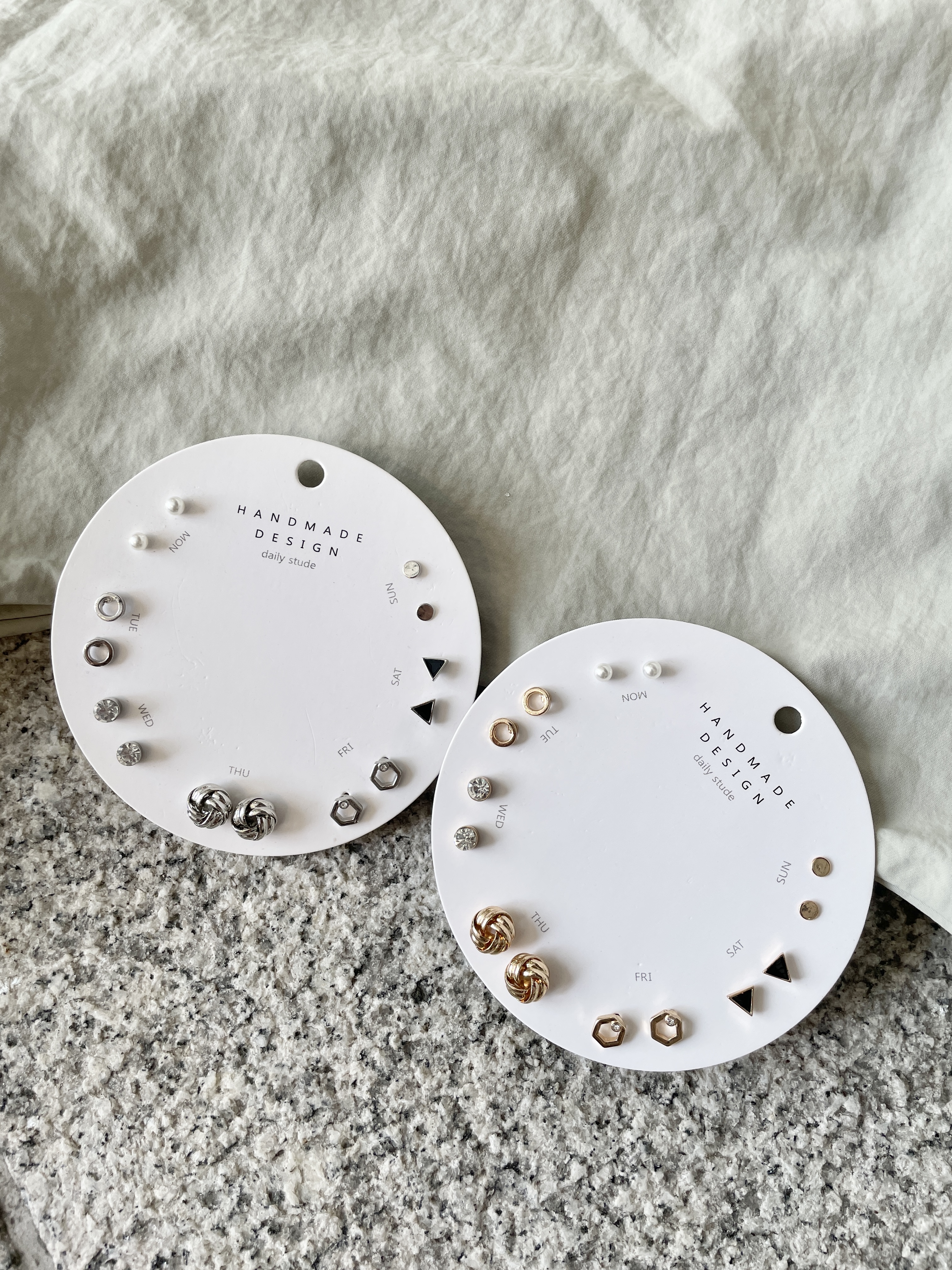 一週基本耳環組合 兩色入