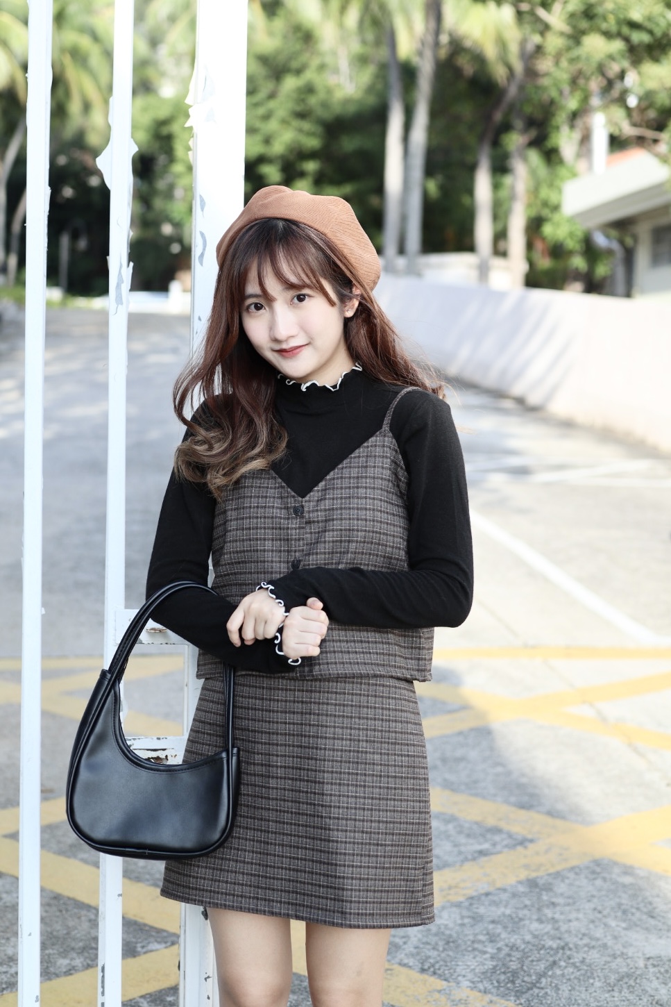 店主自留款 英倫復古細格紋 吊帶上衣及半截裙套裝