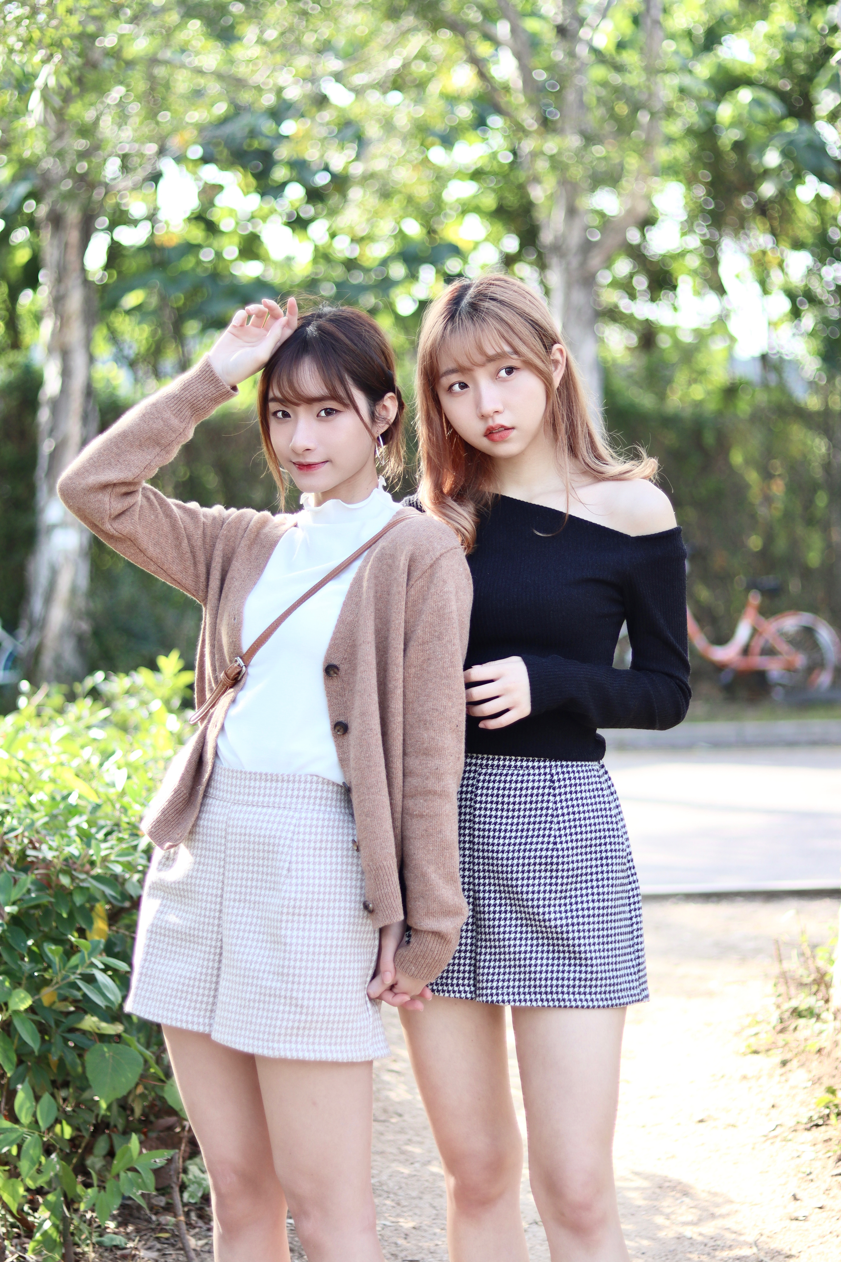 千鳥格紋半橡筋腰A字有側袋短褲 兩色入