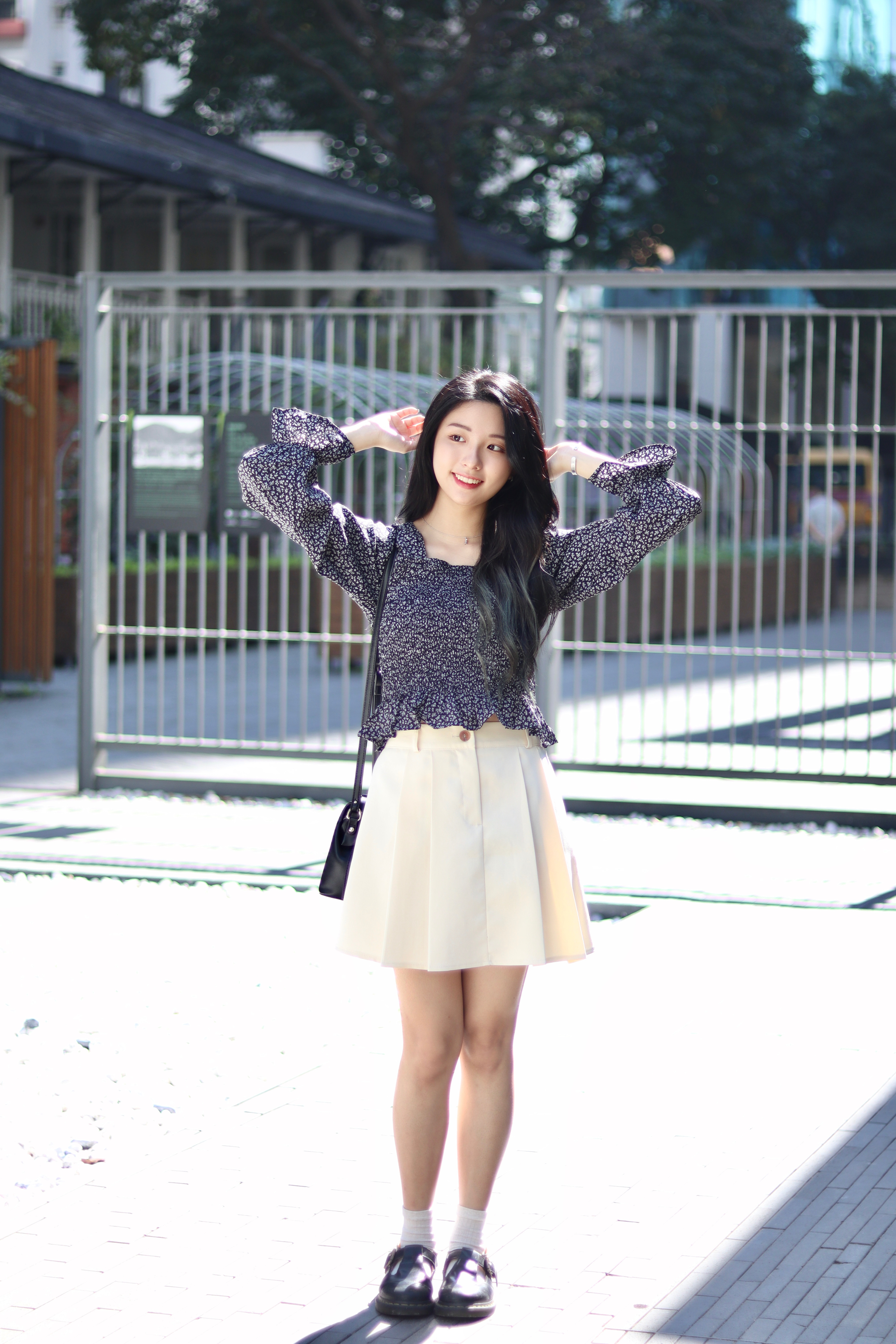 韓系半橡筋腰百摺西裝短裙 3色入