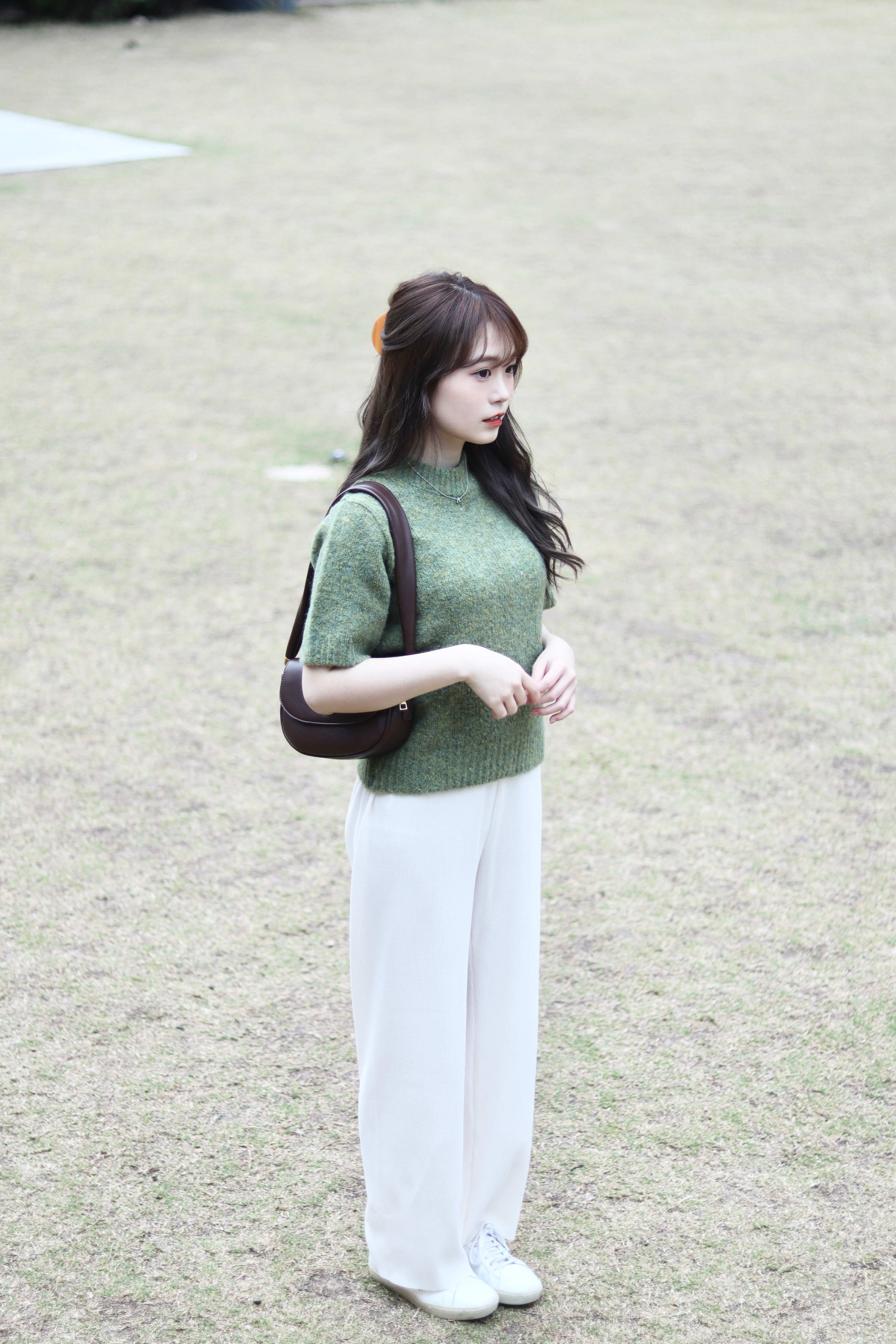 圓領羅紋邊捲毛感針織短袖上衣 3色入