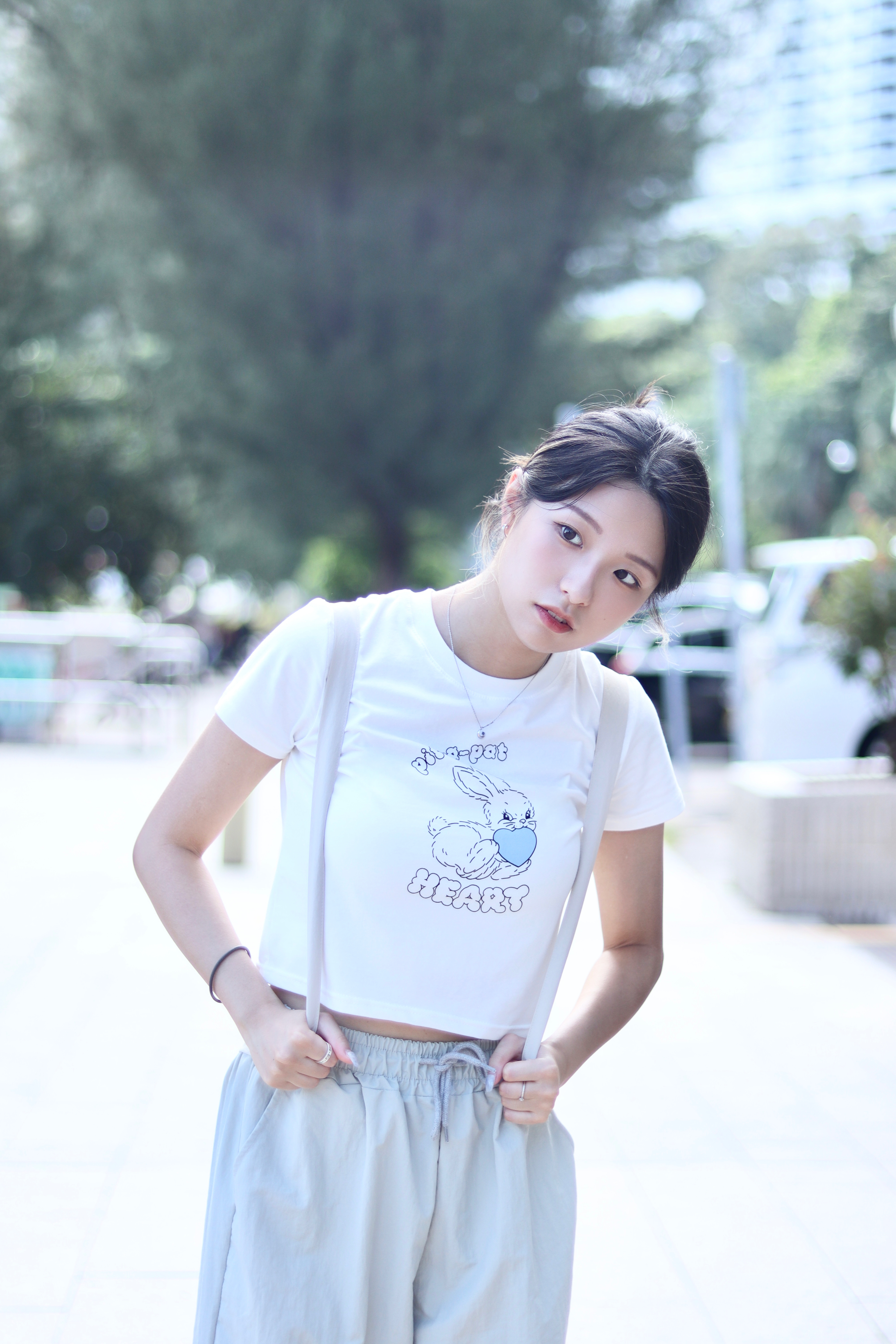 New Jeans風♡可愛兔兔純棉彈性短版上衣