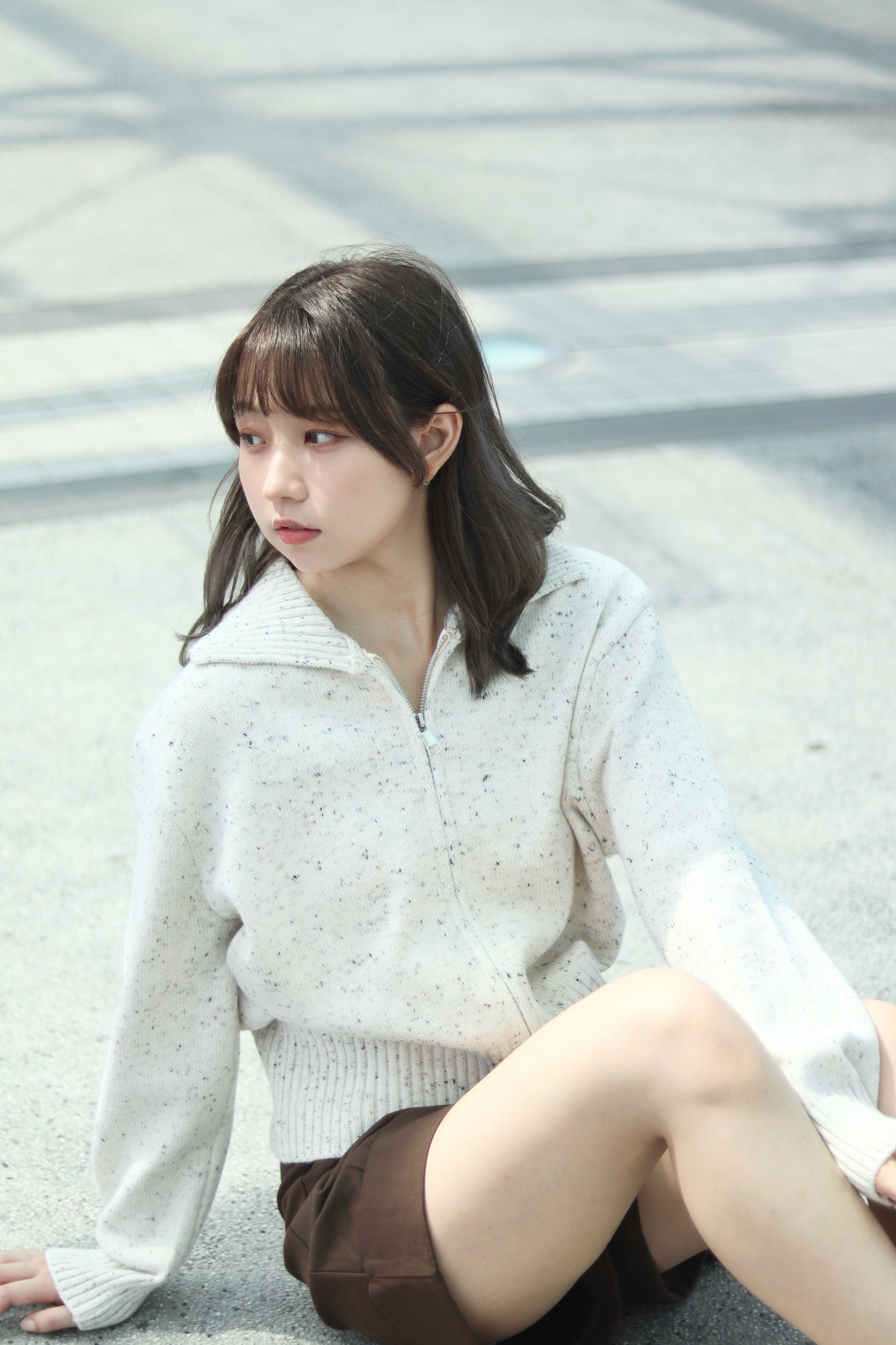 必買! 羅紋邊翻領上下拉鍊混色親膚點點外套