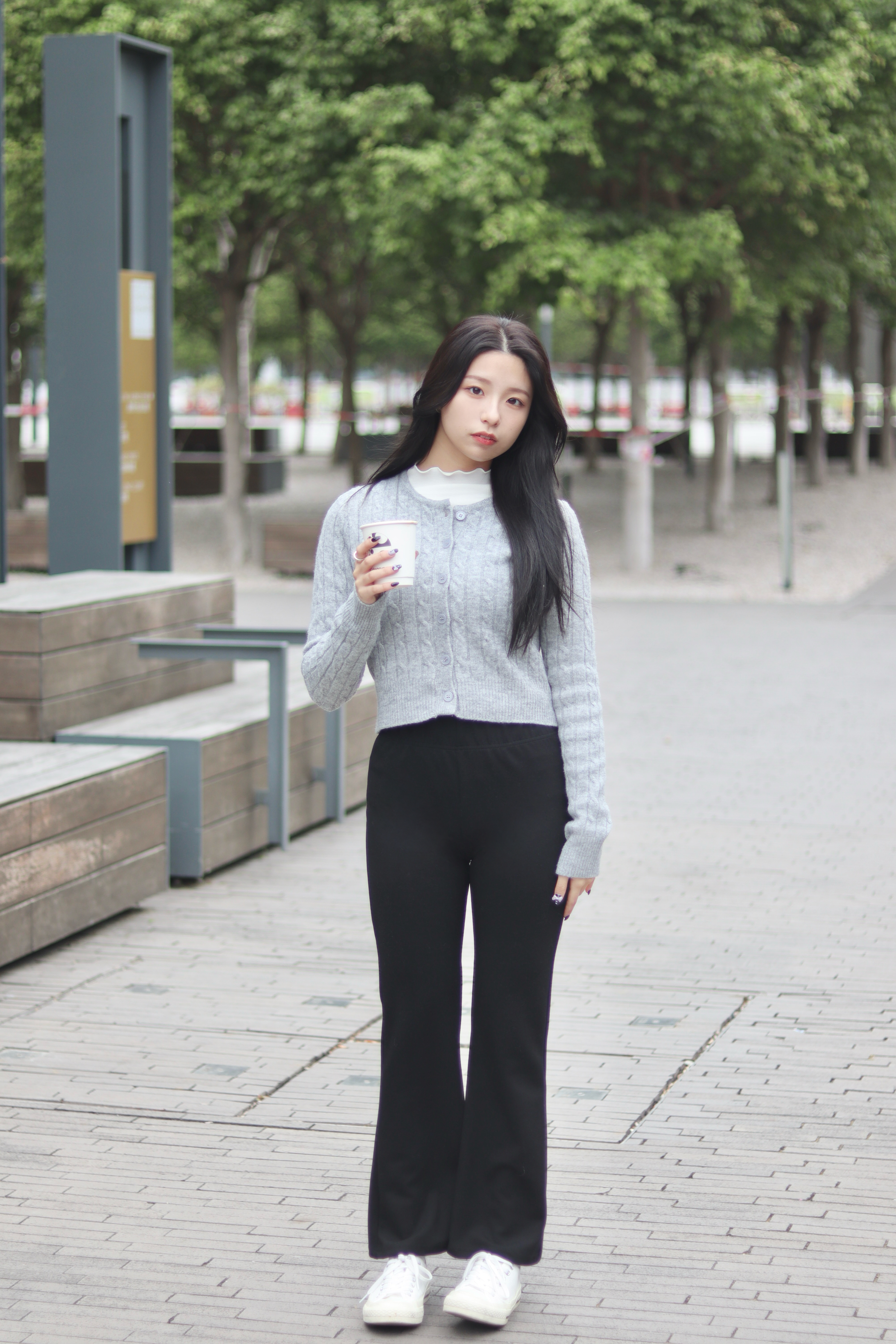 全橡筋腰超顯瘦喇叭褲 (短版)