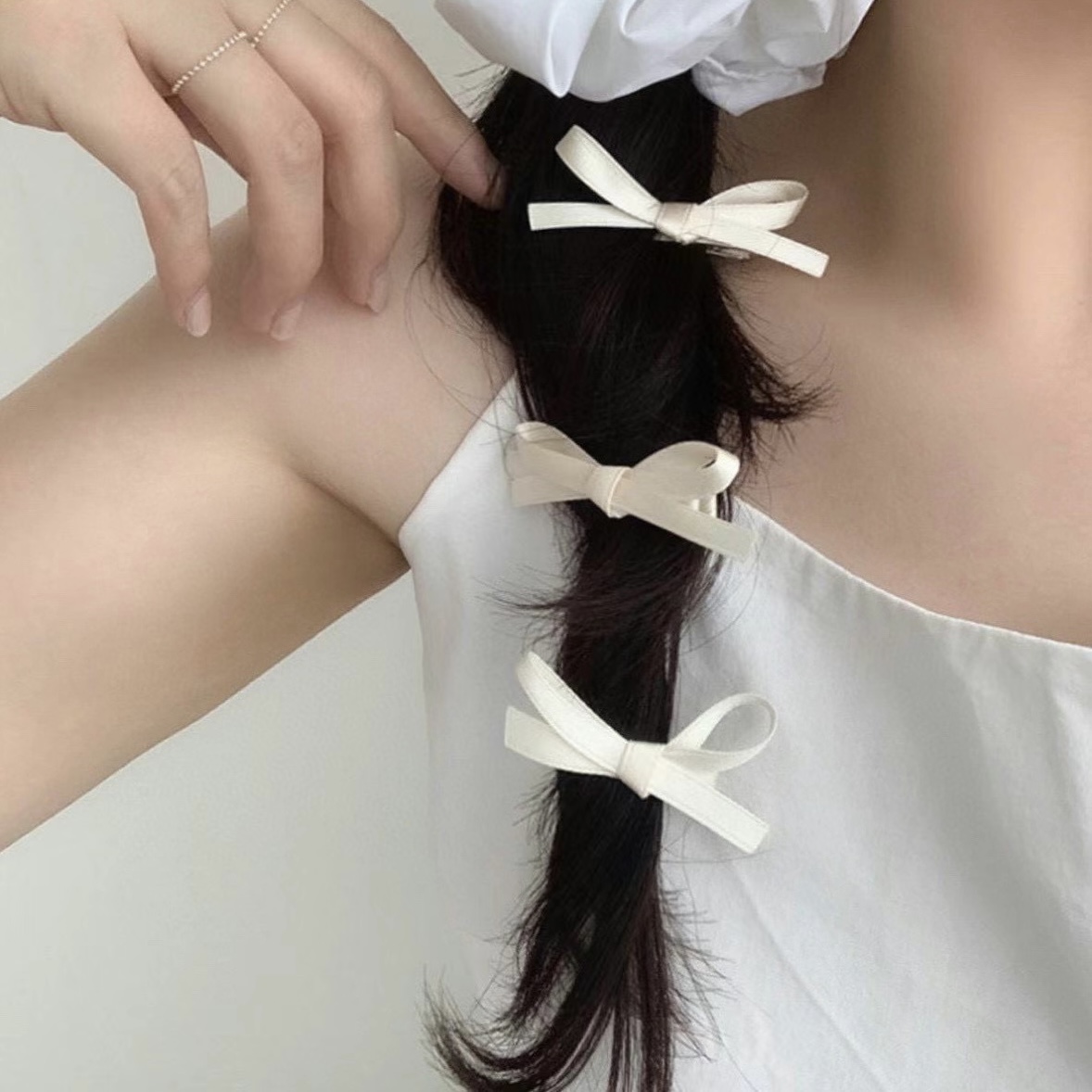 法式ribbon頂夾3組 兩色入