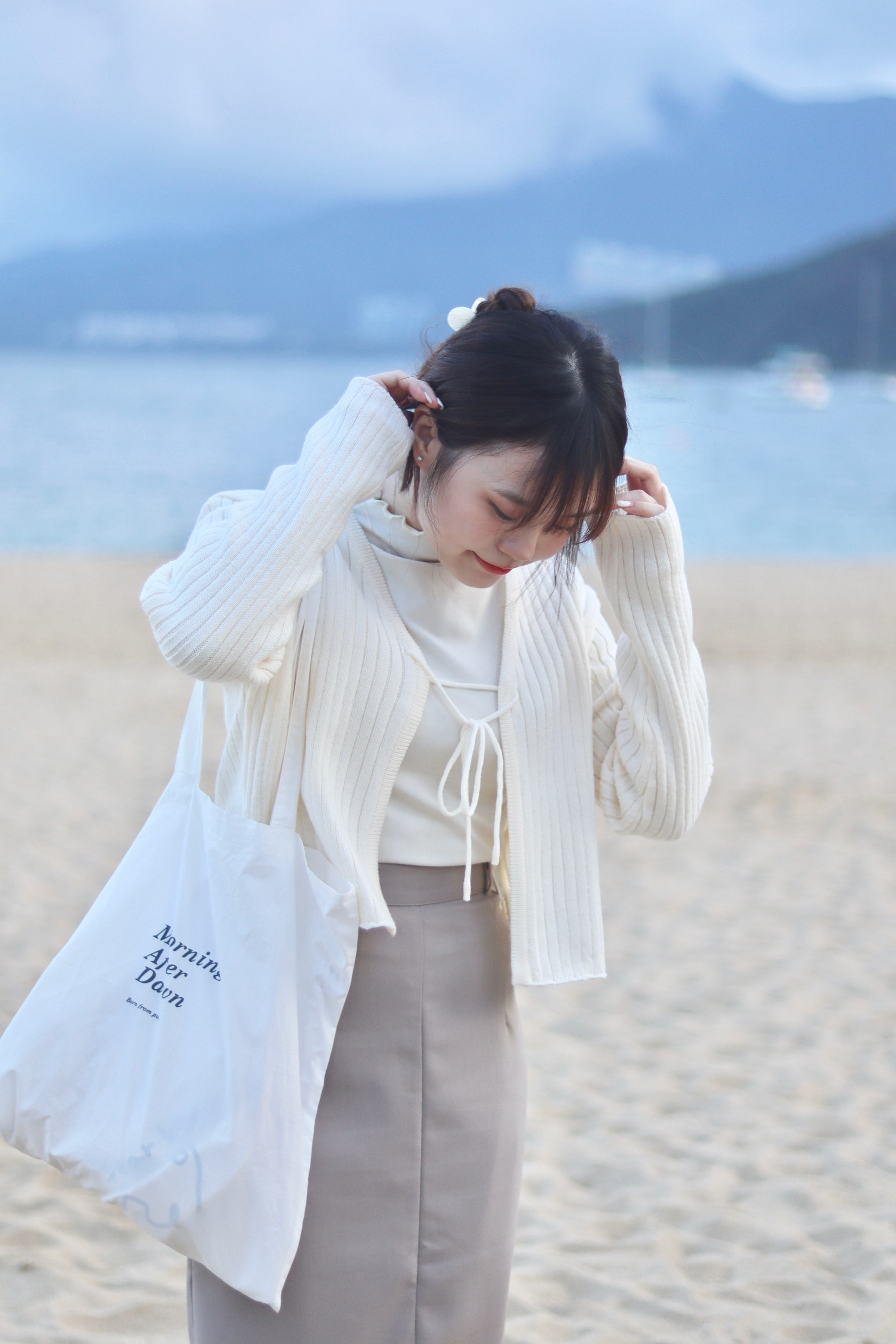 韓系坑紋自由可愛小綁結外套 新增至兩色入