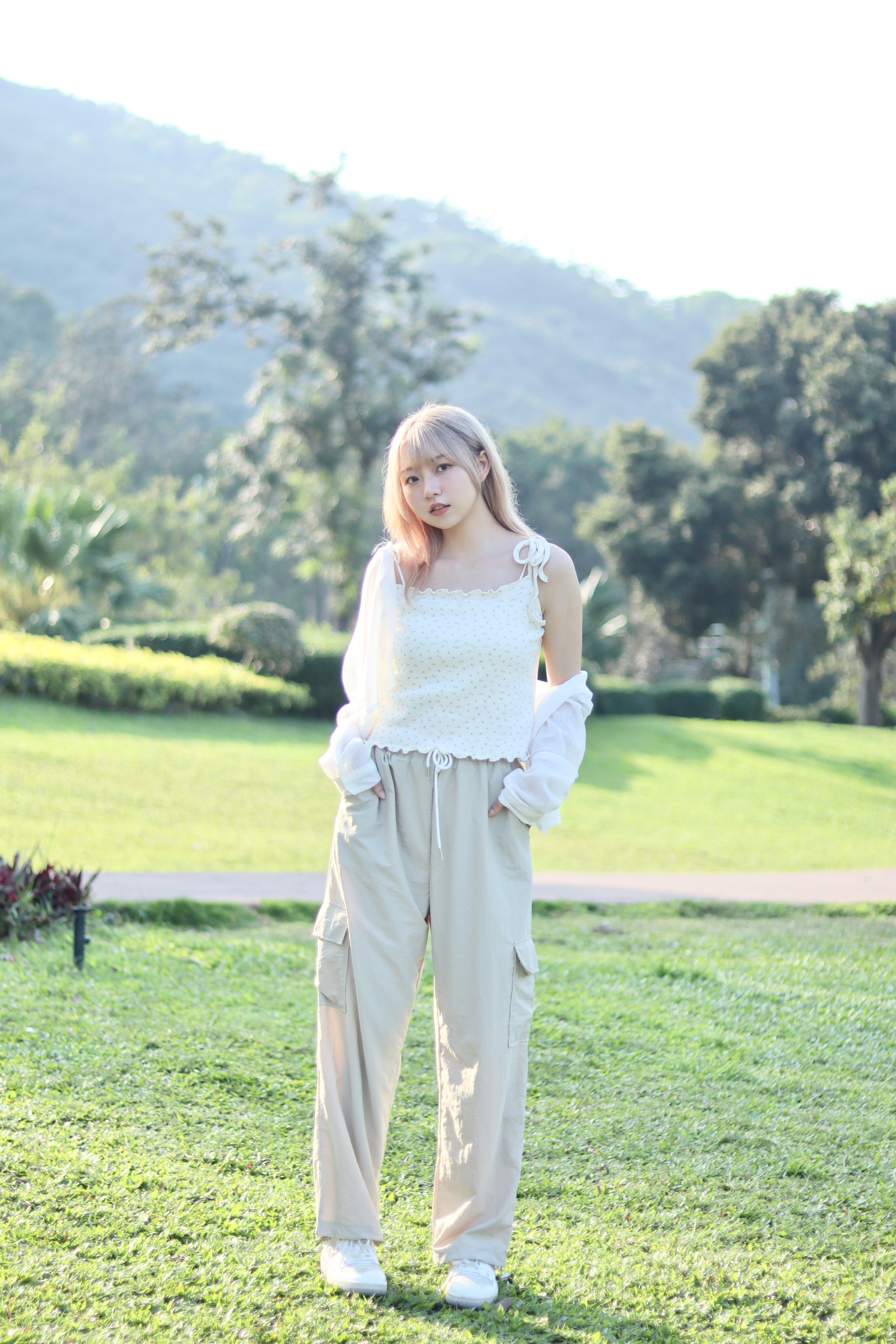 高個子限定 全橡筋腰超輕薄工裝長褲