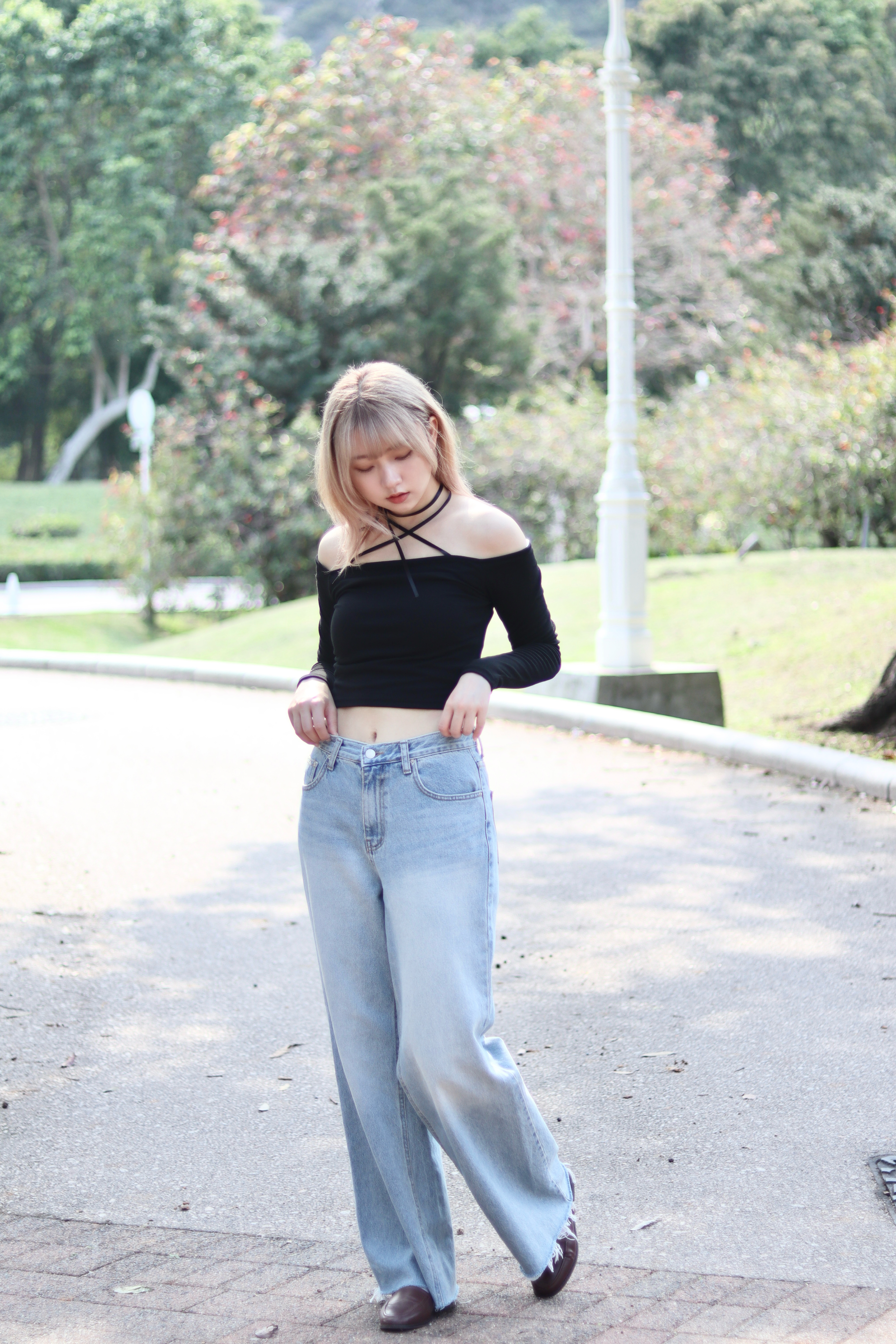 高個子限定 韓妞寬管蘇蘇牛仔褲