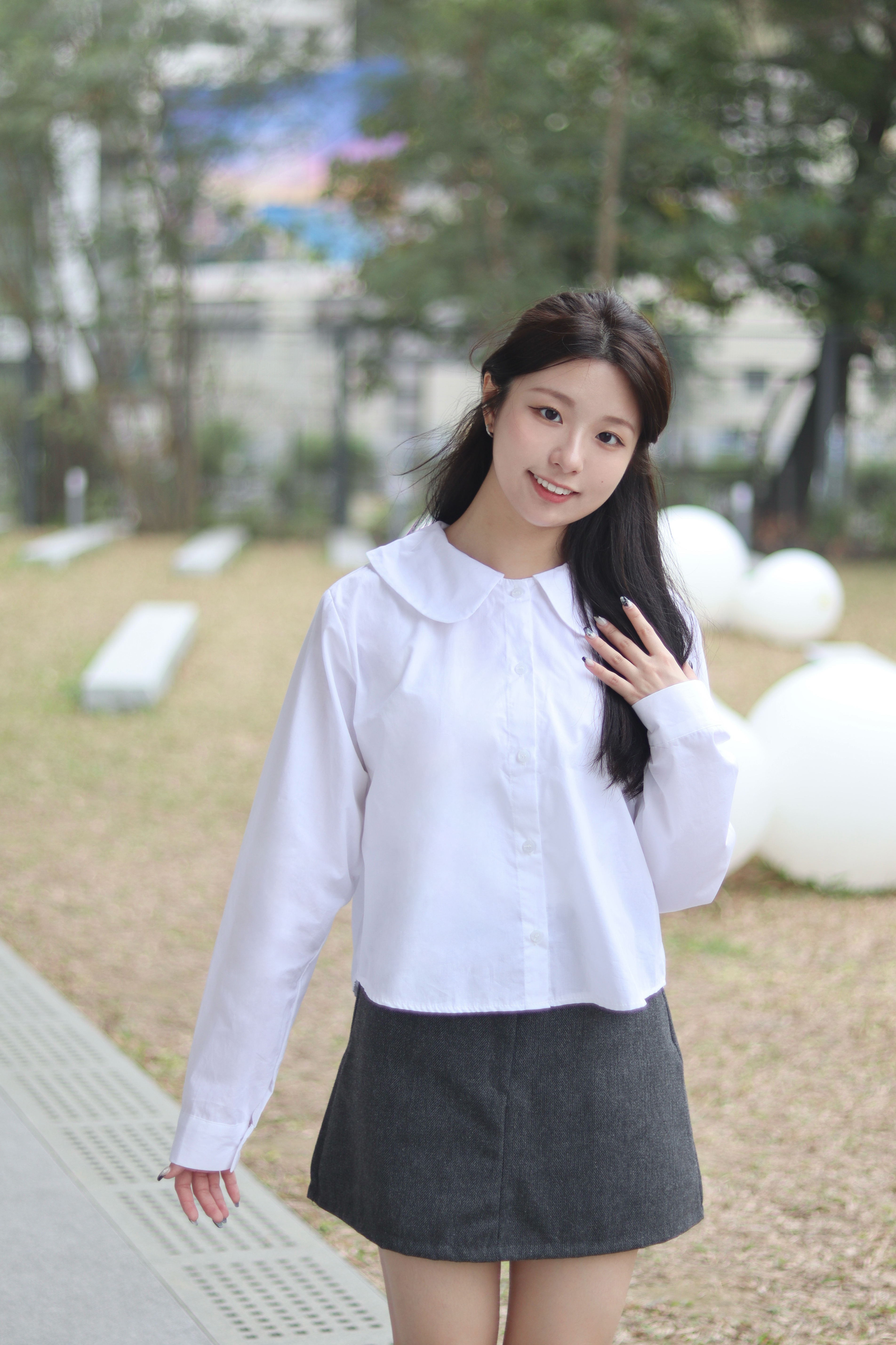 韓系淨色娃娃領恤衫