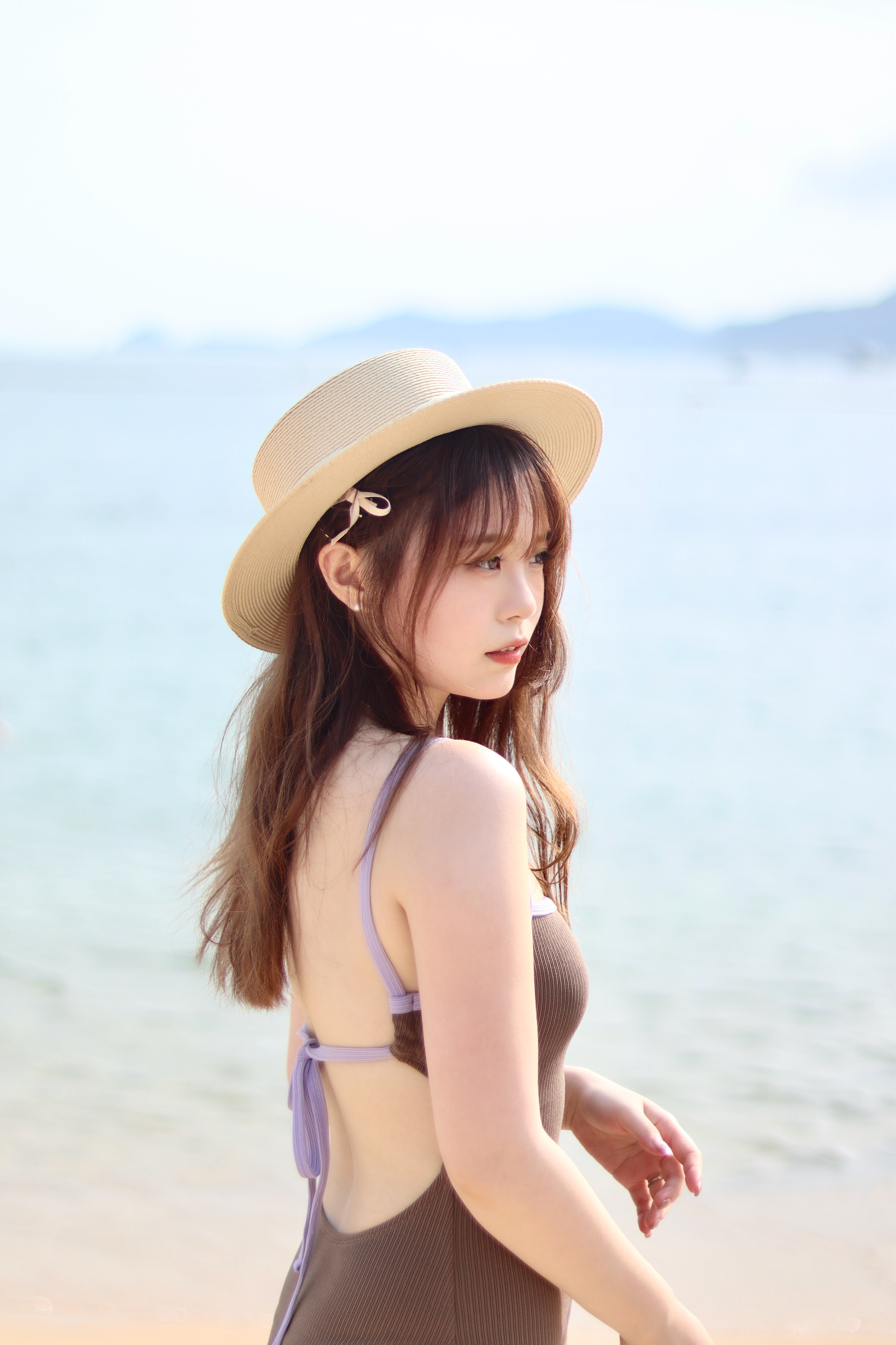 店主推薦款! 露背綁結拼色邊monokini 兩色入