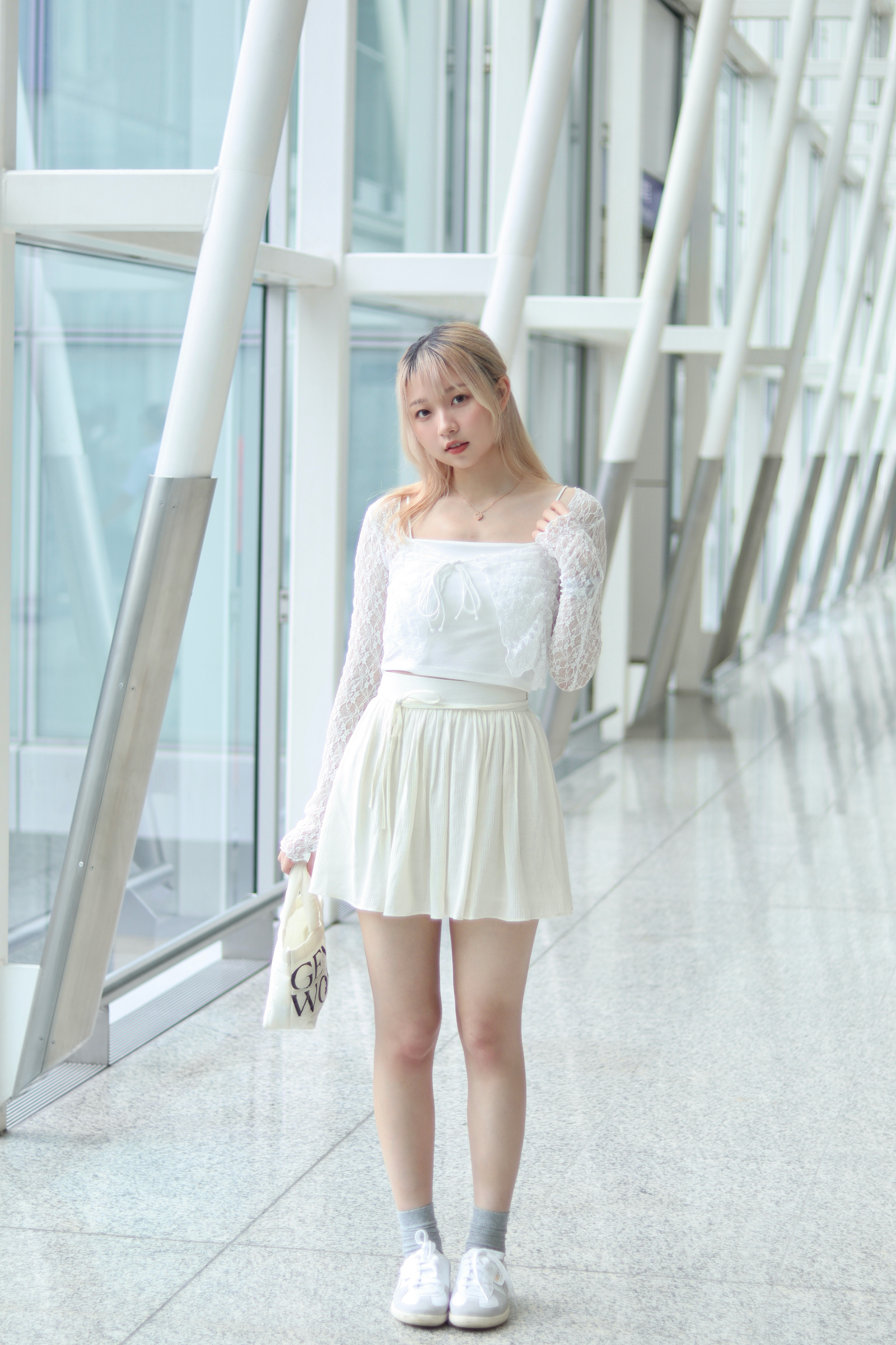 Balletcore半橡筋雪紡絲帶半截裙 內附打底褲