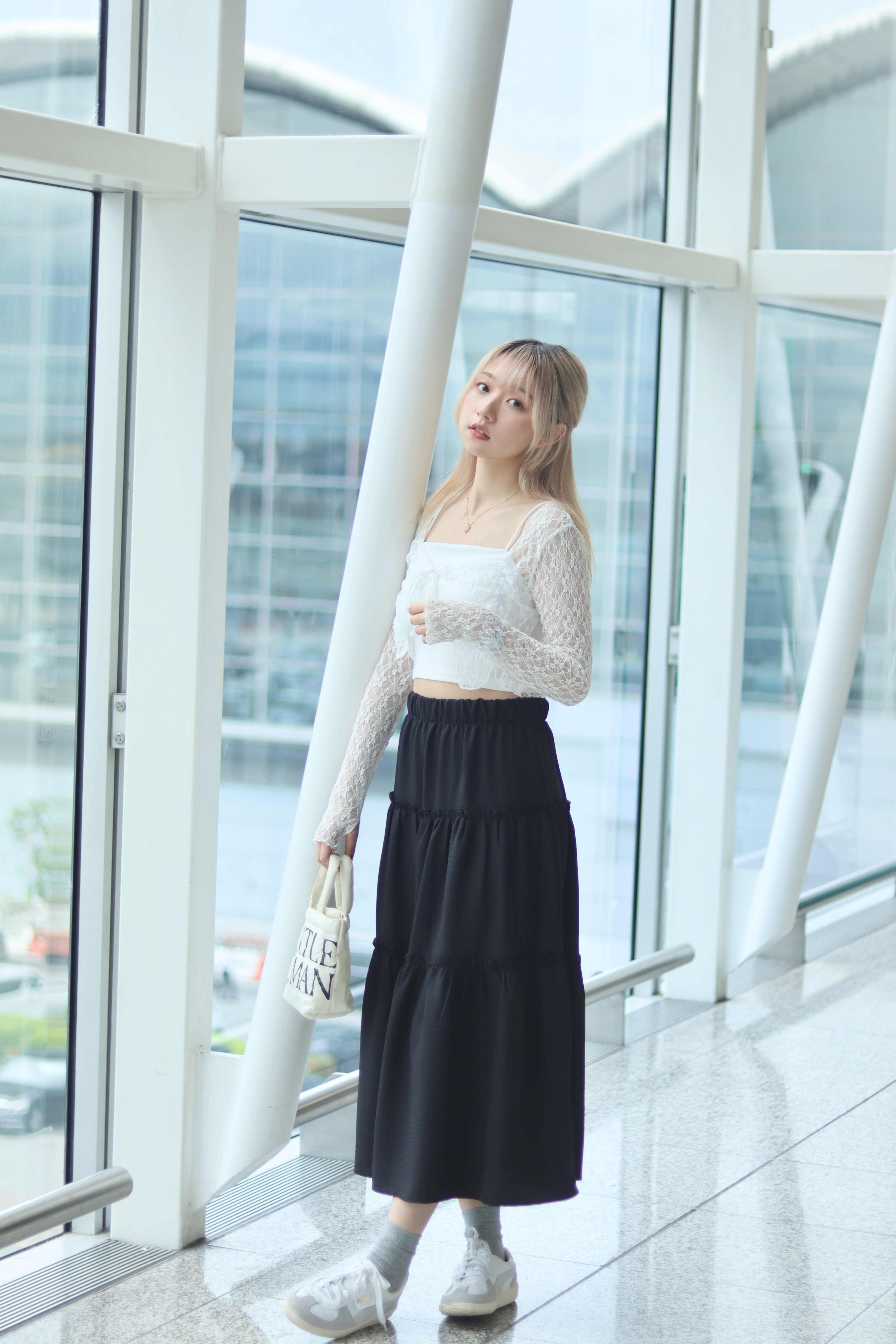 高個子也能穿 橡筋腰蛋糕層長身半截裙